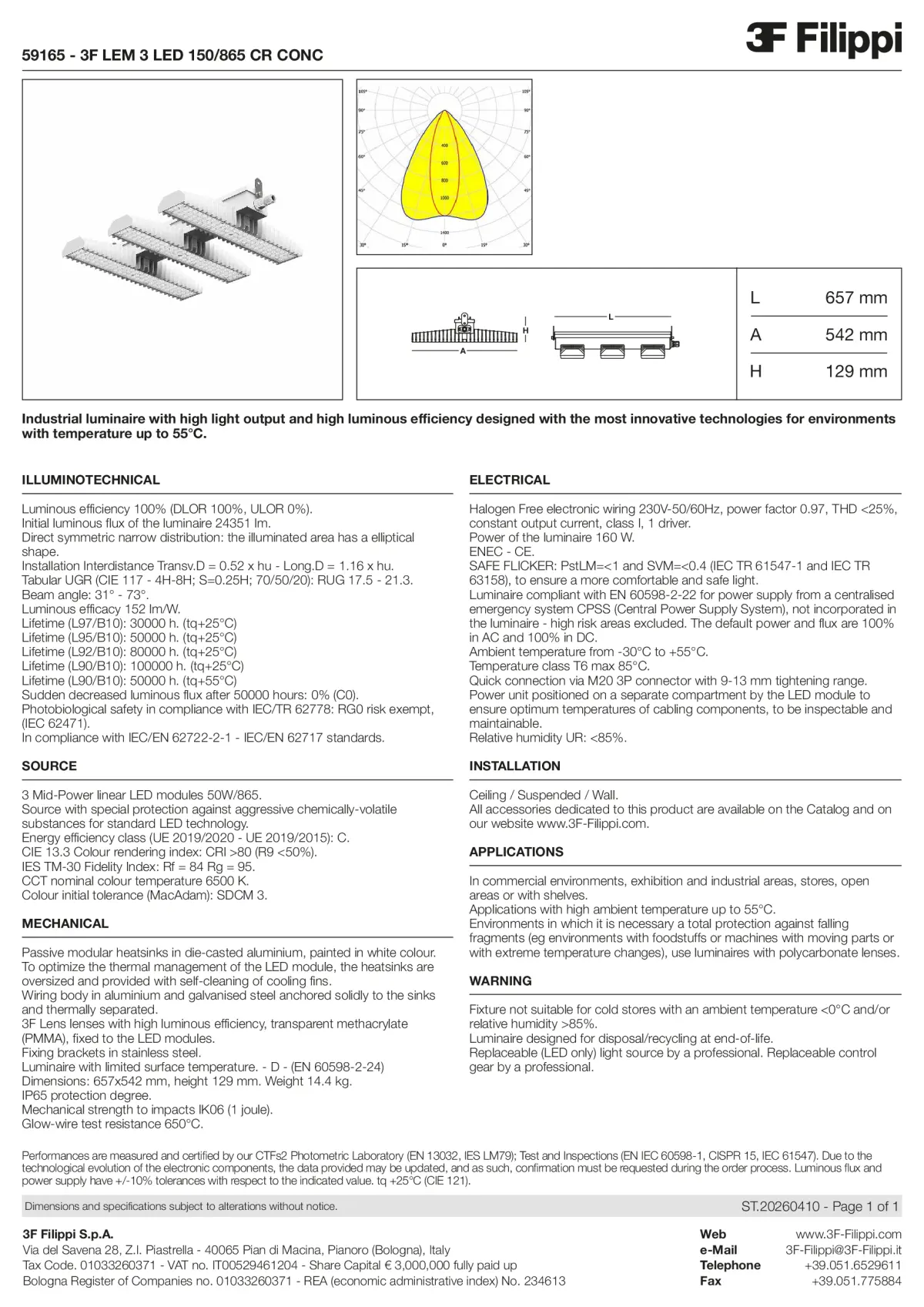 59165 - 3F LEM 3 LED 150-865 CR CONC - Datasheet - en