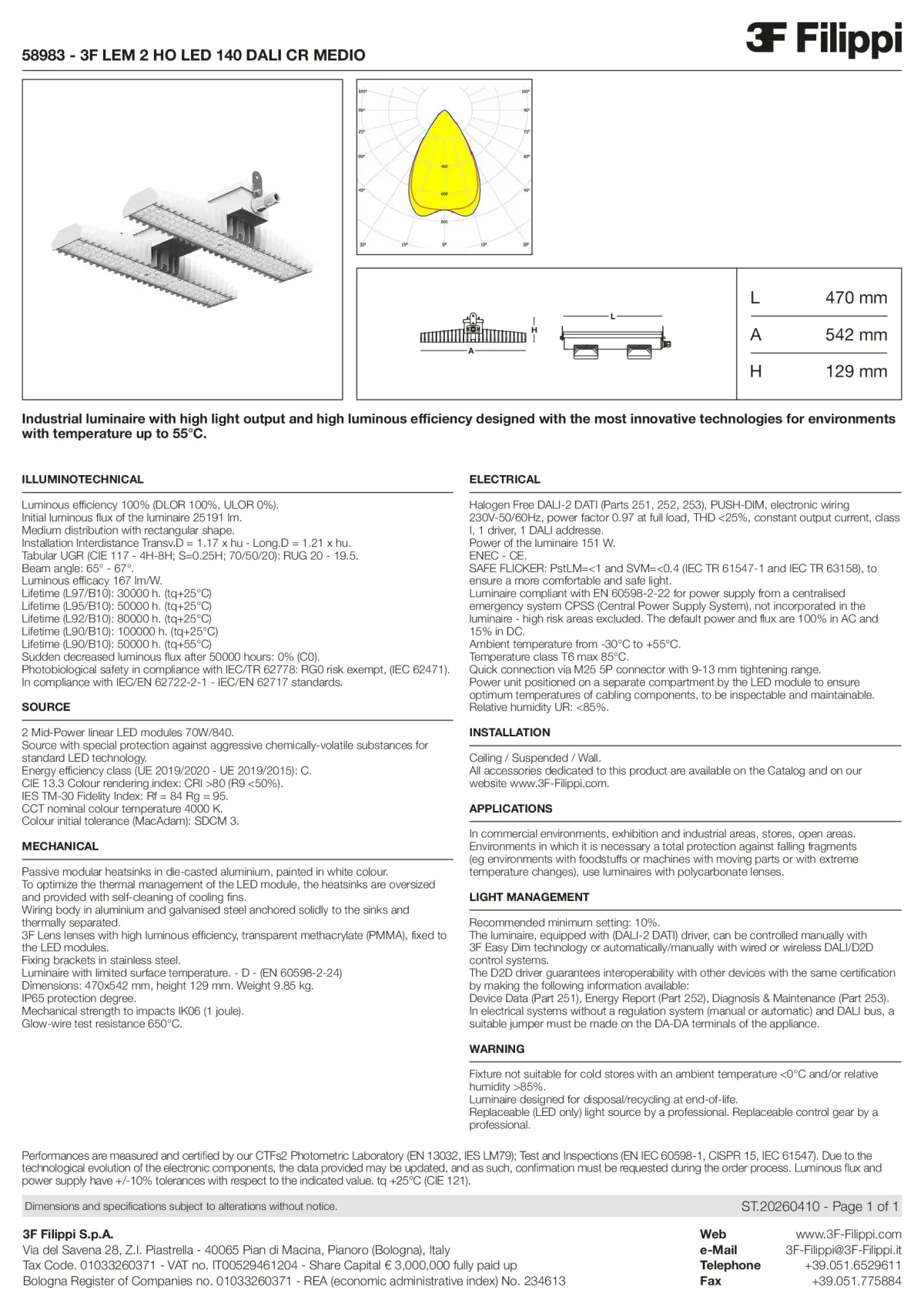 58983 - 3F LEM 2 HO LED 140 DALI CR MEDIO - Datasheet - en