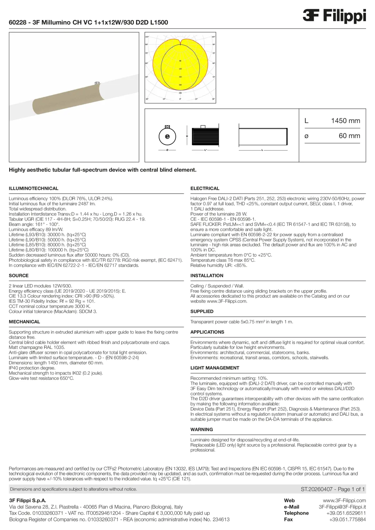 60228 - 3F Millumino CH VC 1+1x12W-930 D2D L1500 - Datasheet - en
