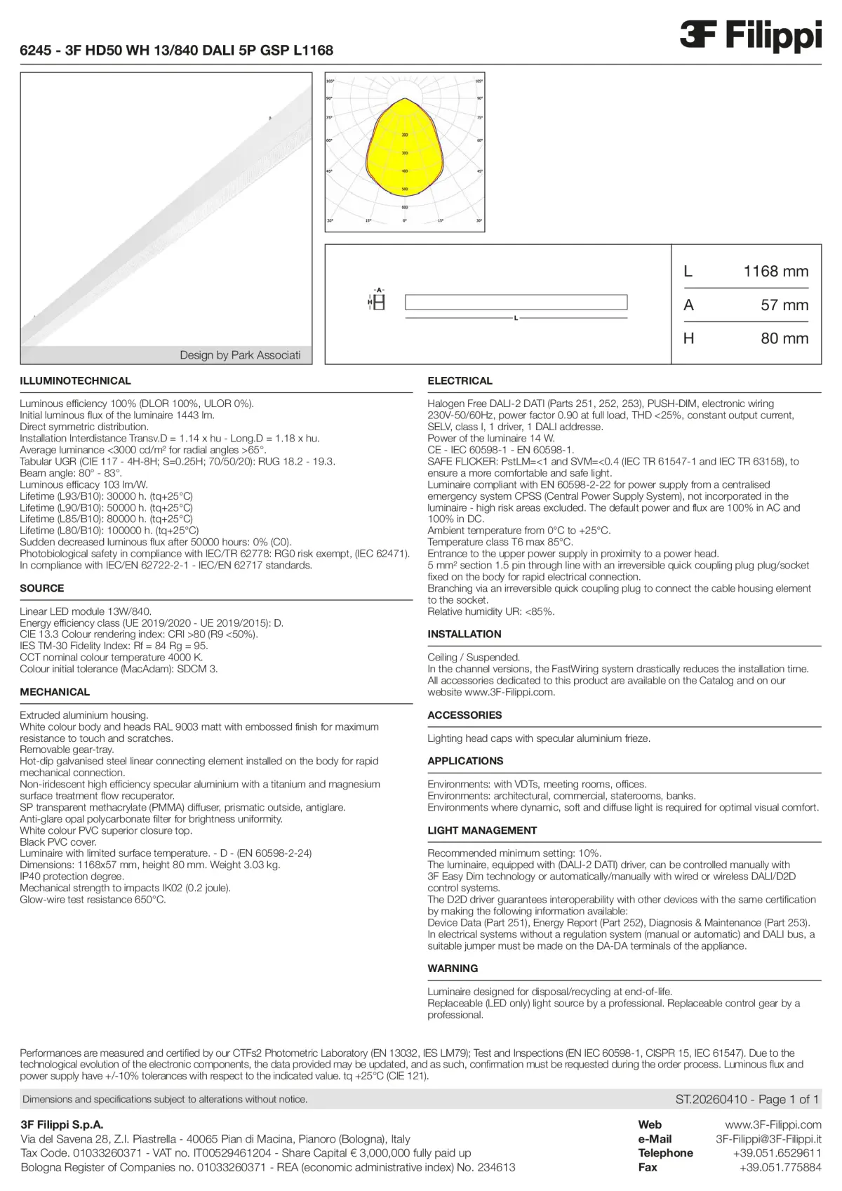 6245 - 3F HD50 WH 13-840 DALI 5P GSP L1168 - Datasheet - en