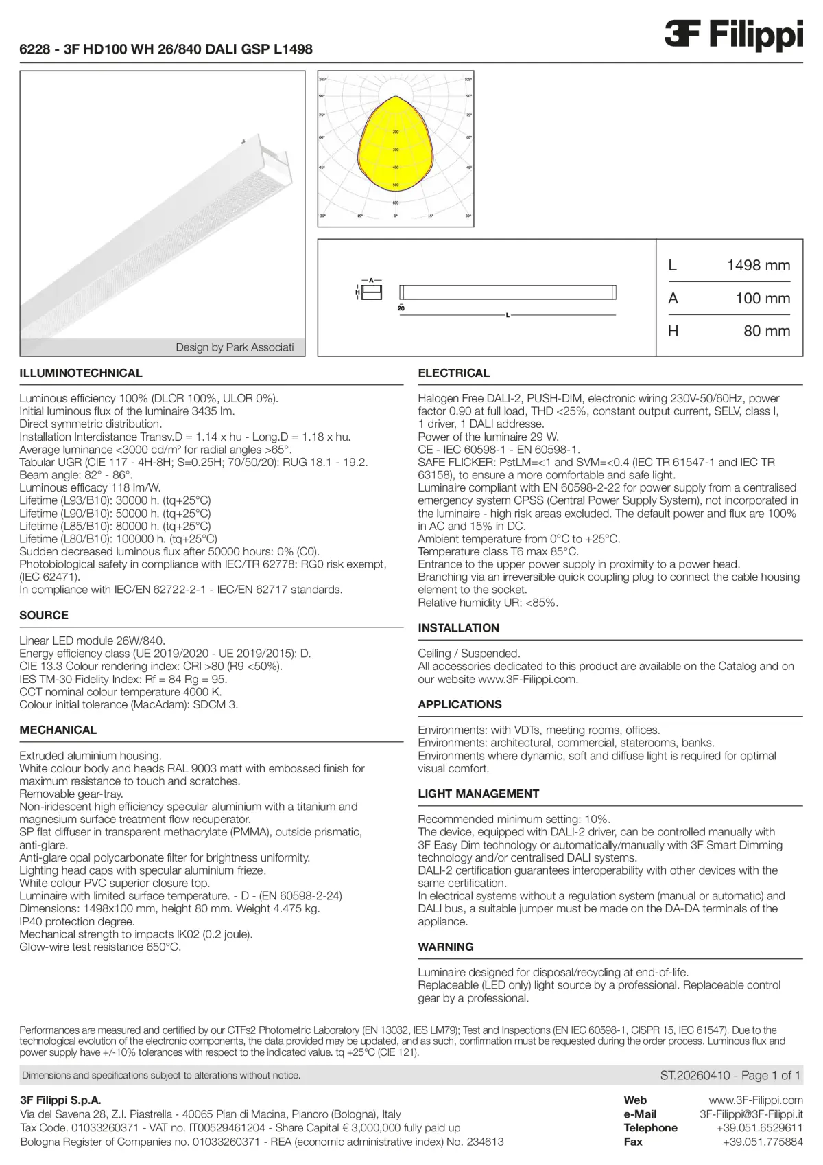 6228 - 3F HD100 WH 26-840 DALI GSP L1498 - Datasheet - en