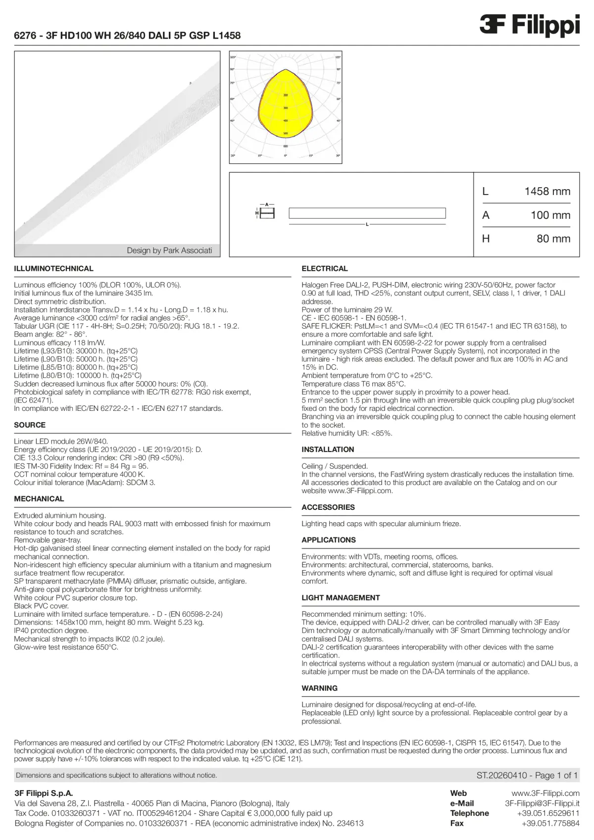 6276 - 3F HD100 WH 26-840 DALI 5P GSP L1458 - Datasheet - en
