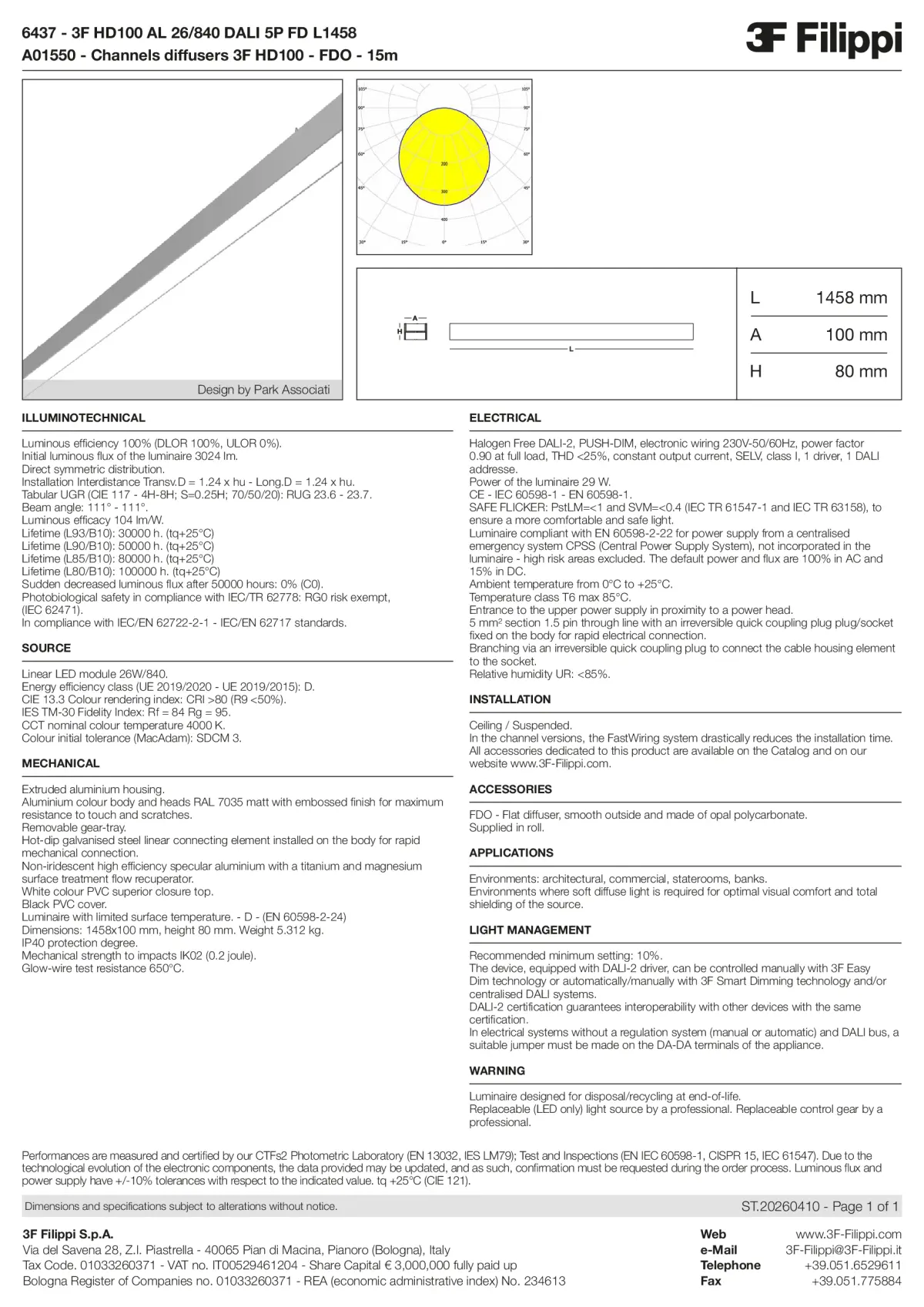 6437+A01550 - 3F HD100 AL 26-840 DALI 5P FD L1458 + FDO - Datasheet - en