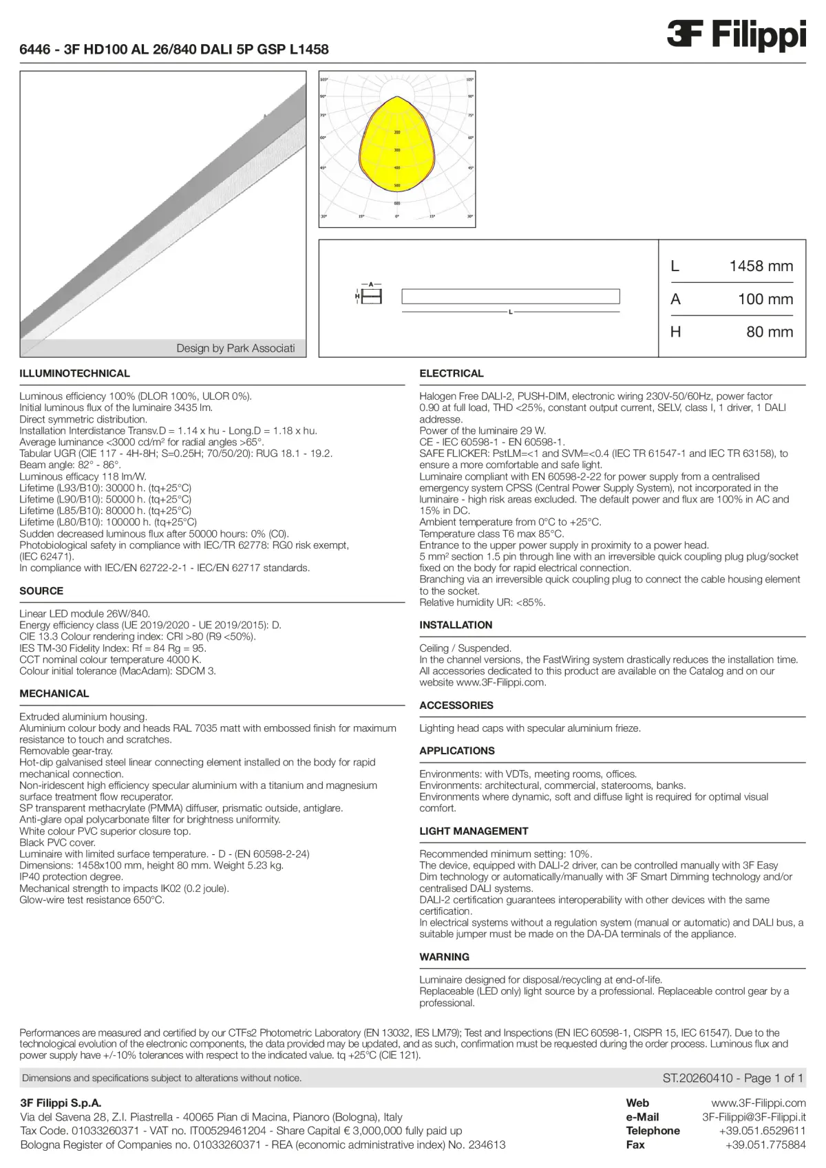 6446 - 3F HD100 AL 26-840 DALI 5P GSP L1458 - Datasheet - en