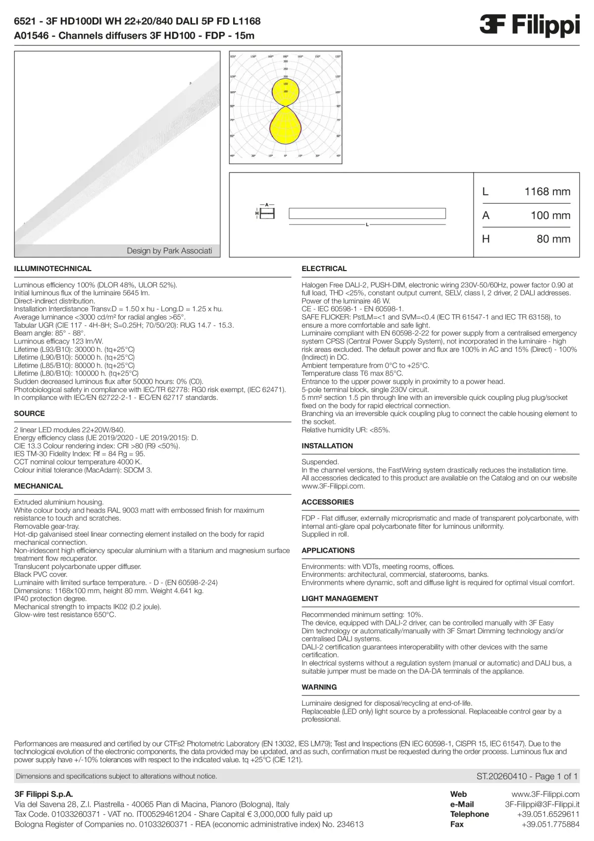 6521+A01546 - 3F HD100DI WH 22+20-840 DALI 5P FD L1168 + FDP - Datasheet - en