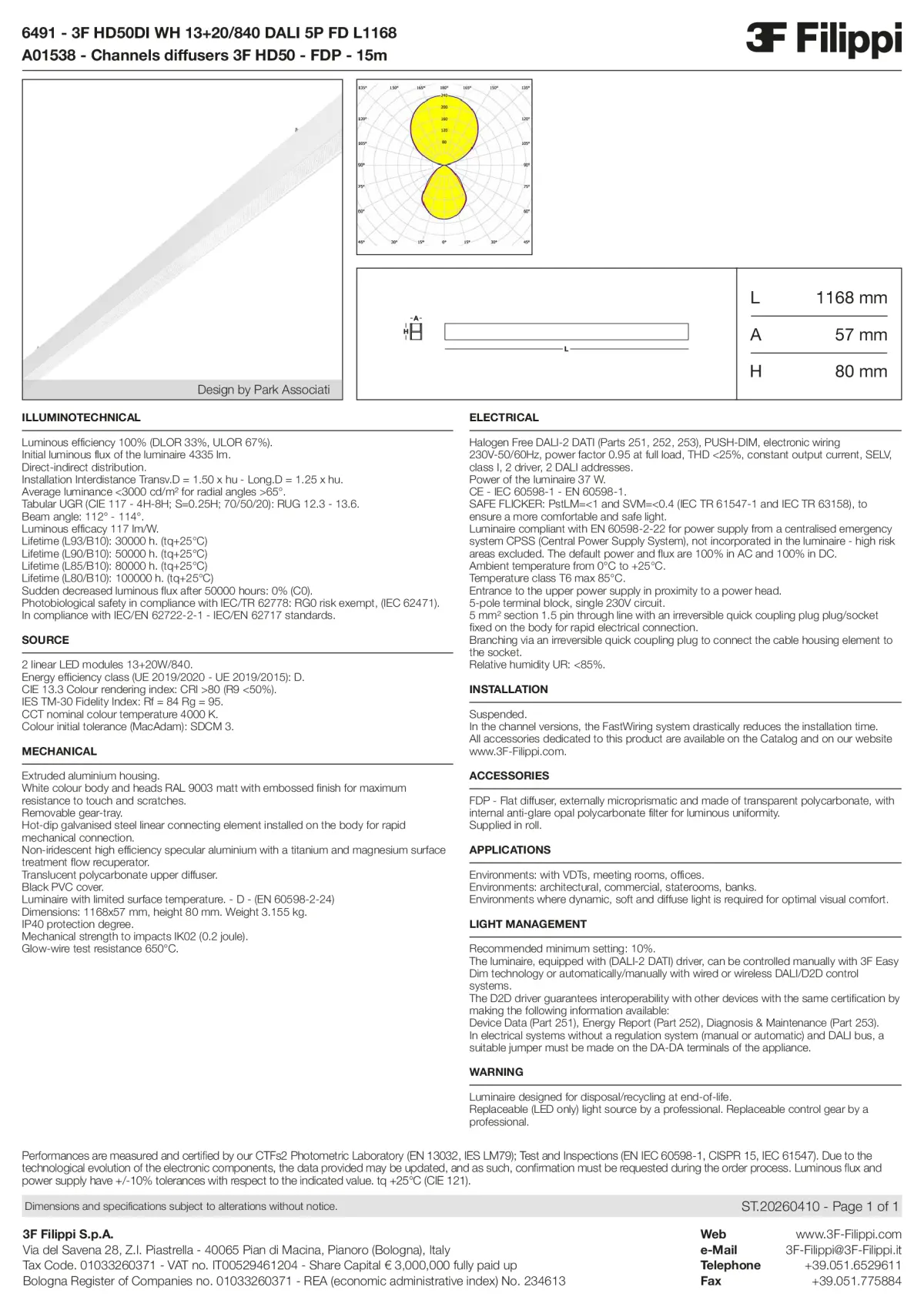 6491+A01538 - 3F HD50DI WH 13+20-840 DALI 5P FD L1168 + FDP - Datasheet - en