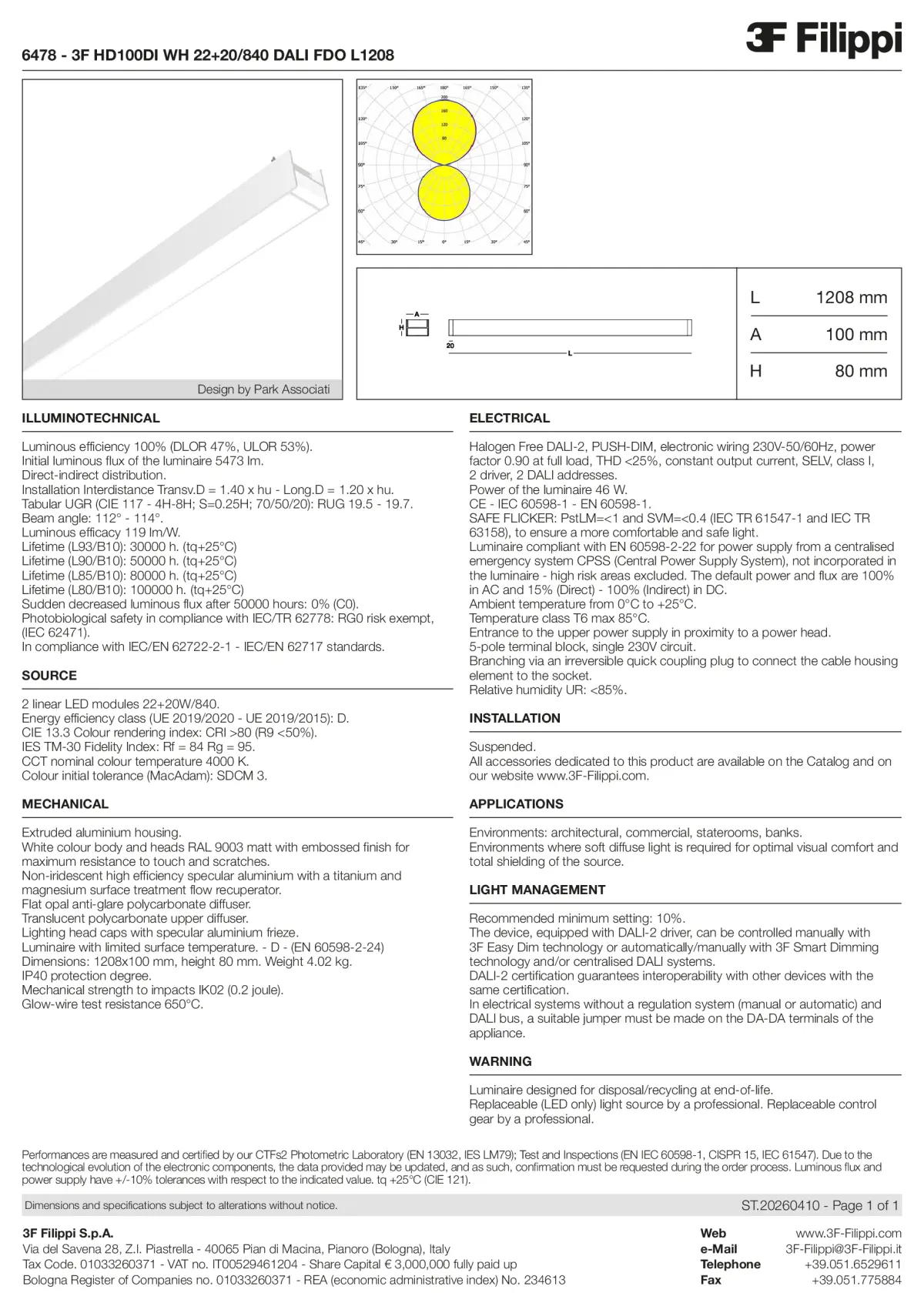6478 - 3F HD100DI WH 22+20-840 DALI FDO L1208 - Datasheet - en