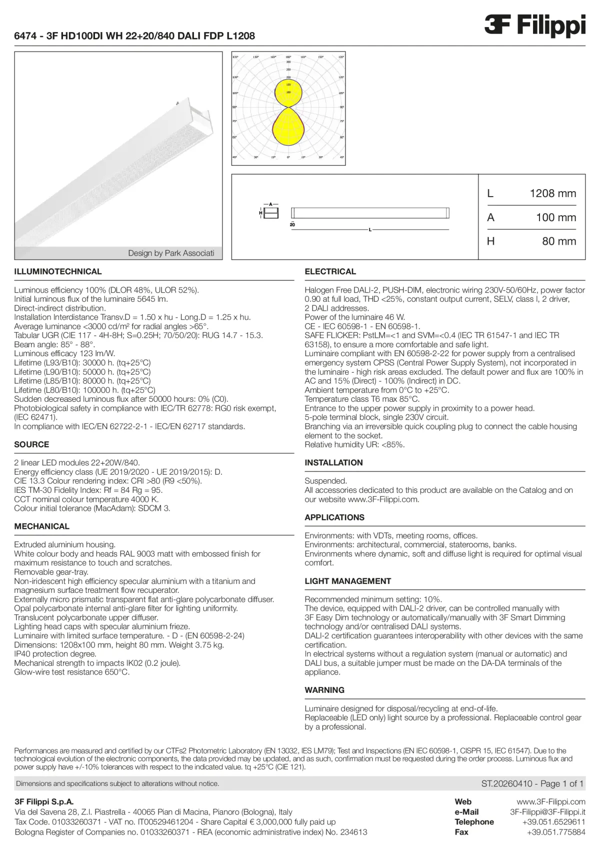 6474 - 3F HD100DI WH 22+20-840 DALI FDP L1208 - Datasheet - en