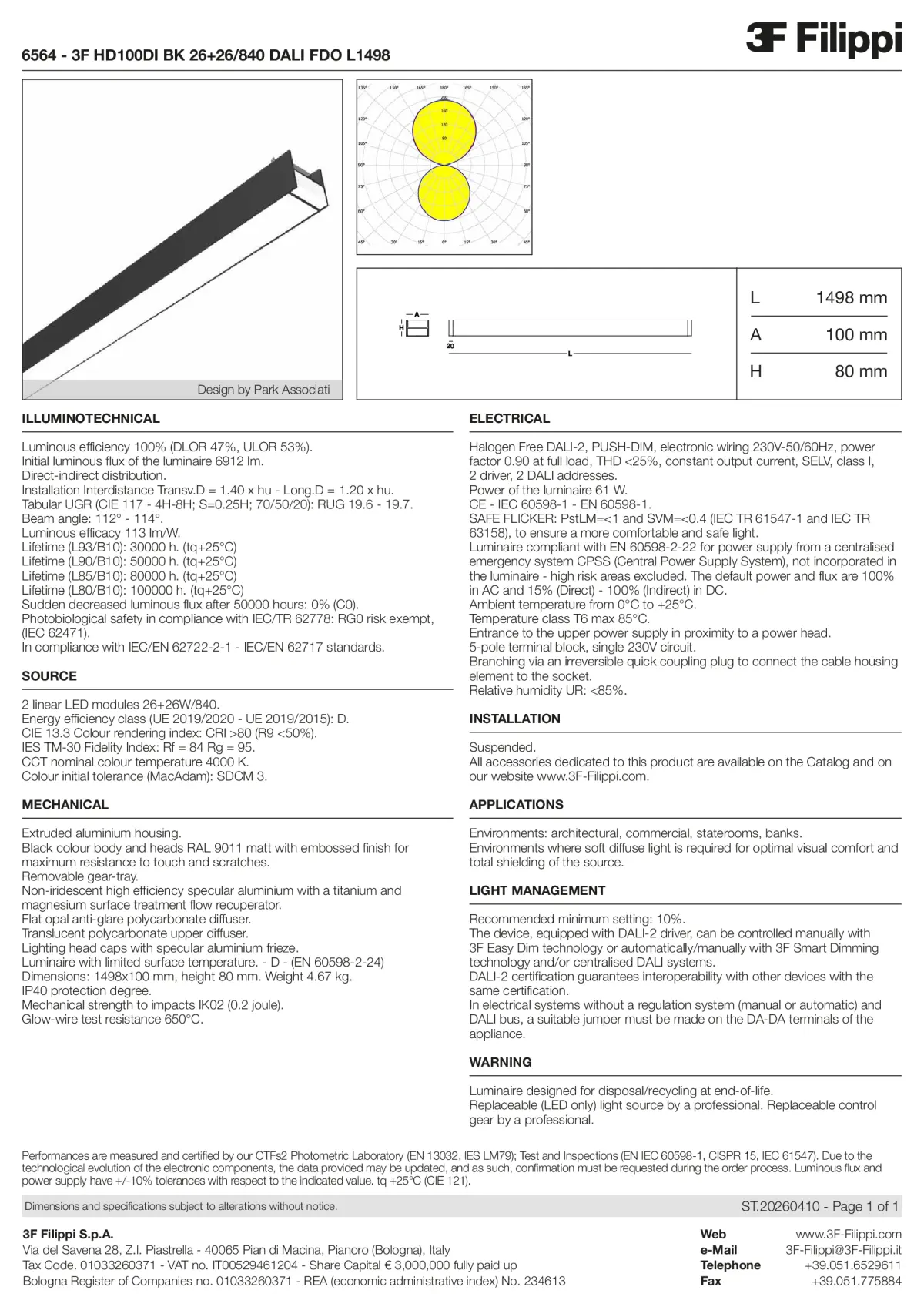 6564 - 3F HD100DI BK 26+26-840 DALI FDO L1498 - Datasheet - en