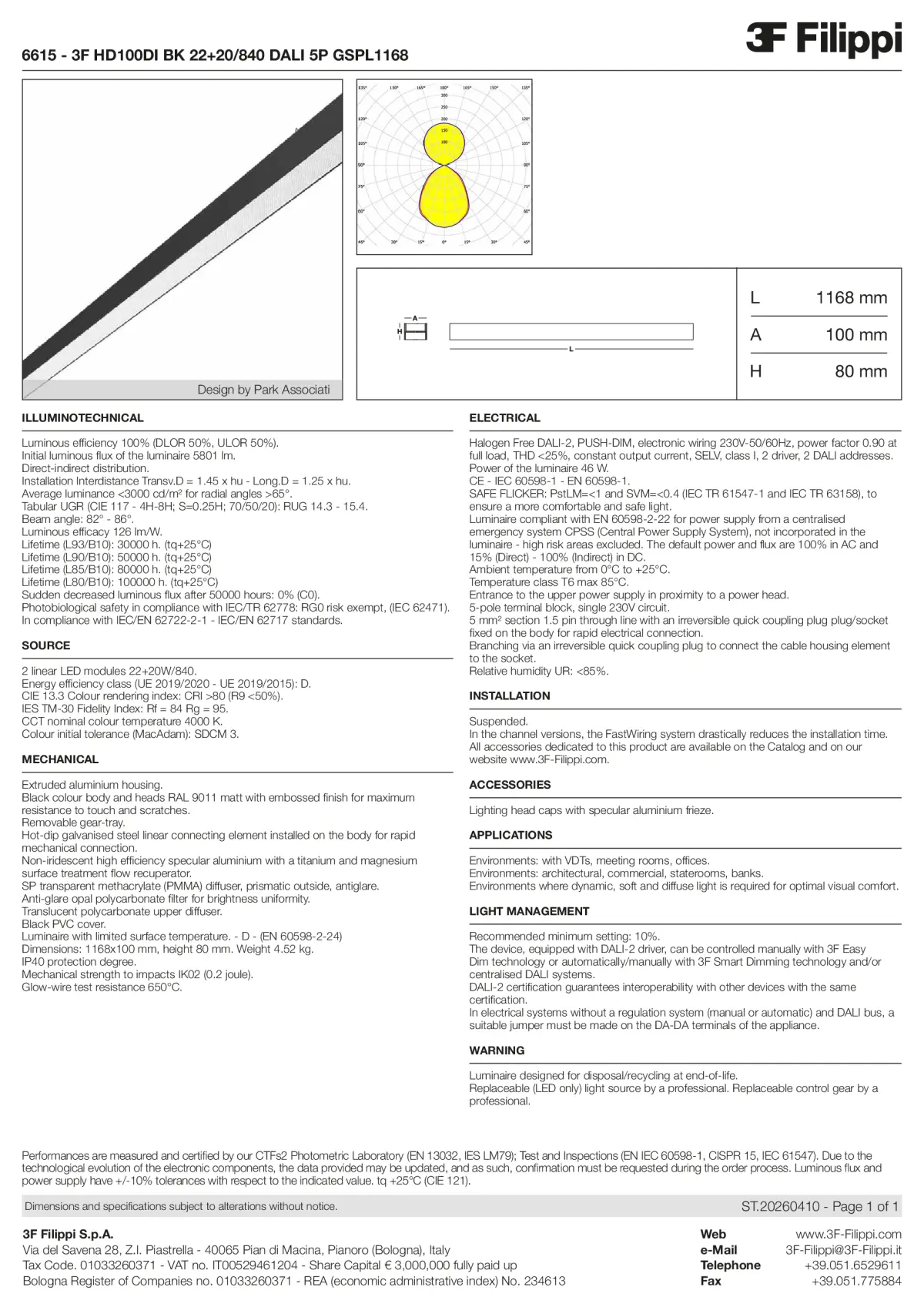 6615 - 3F HD100DI BK 22+20-840 DALI 5P GSPL1168 - Datasheet - en