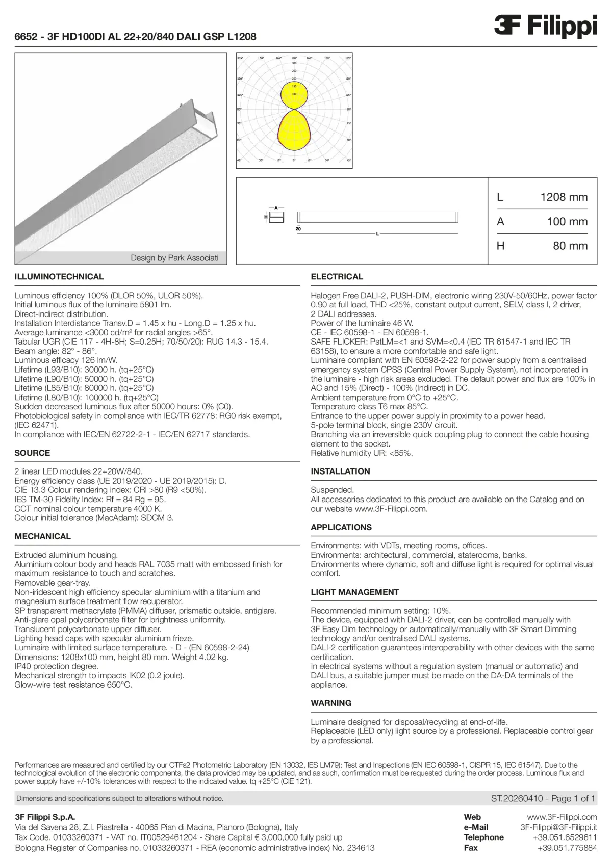6652 - 3F HD100DI AL 22+20-840 DALI GSP L1208 - Datasheet - en