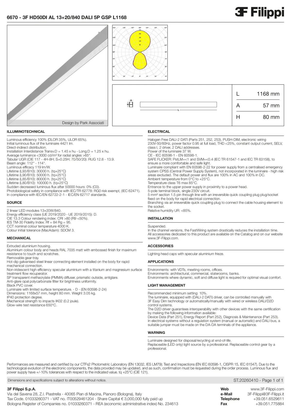 6670 - 3F HD50DI AL 13+20-840 DALI 5P GSP L1168 - Datasheet - en