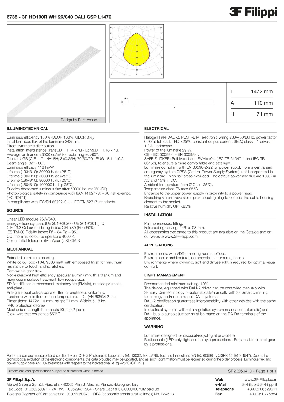 6738 - 3F HD100R WH 26-840 DALI GSP L1472 - Datasheet - en