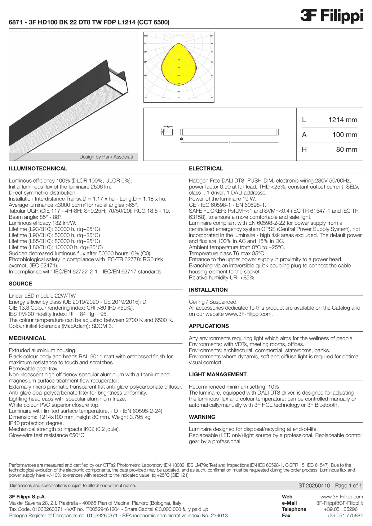 6871 - 3F HD100 BK 22 DT8 TW FDP L1214 (CCT 6500) - Datasheet - en