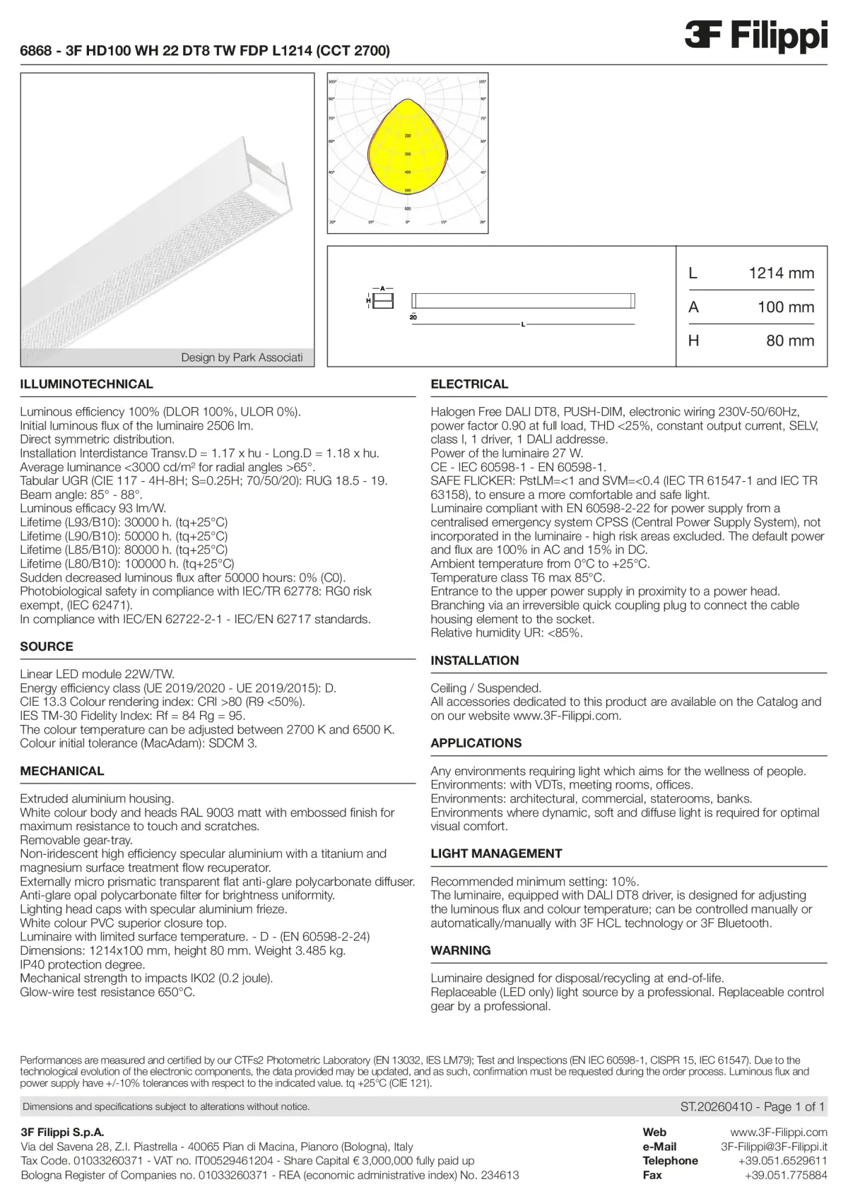 6868 - 3F HD100 WH 22 DT8 TW FDP L1214 (CCT 2700) - Datasheet - en