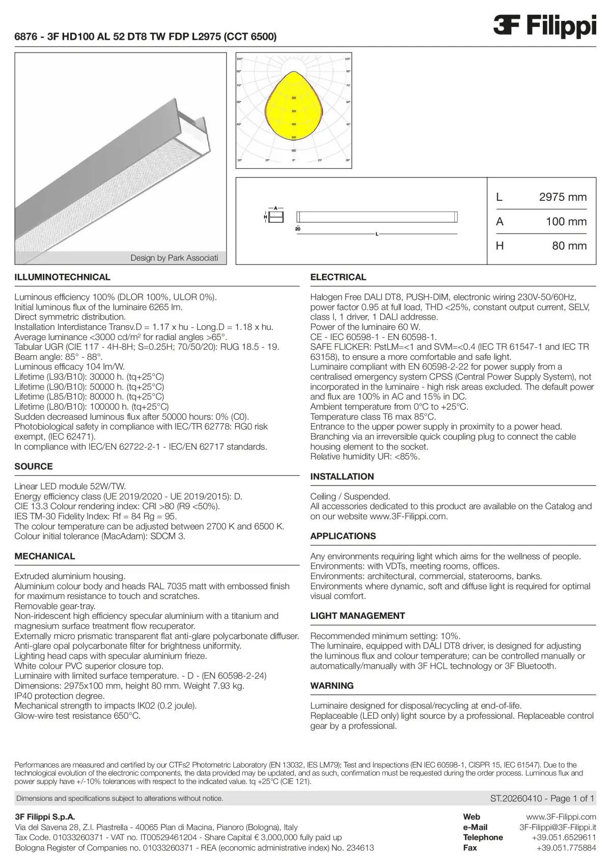 6876 - 3F HD100 AL 52 DT8 TW FDP L2975 (CCT 6500) - Datasheet - en