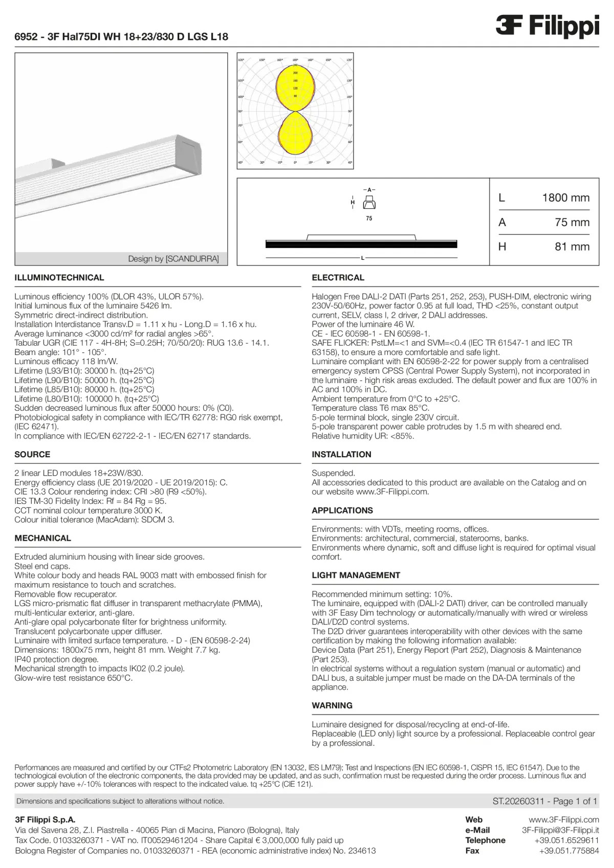 6952 - 3F Hal75DI WH 18+23-830 D LGS L18 - Datasheet - en