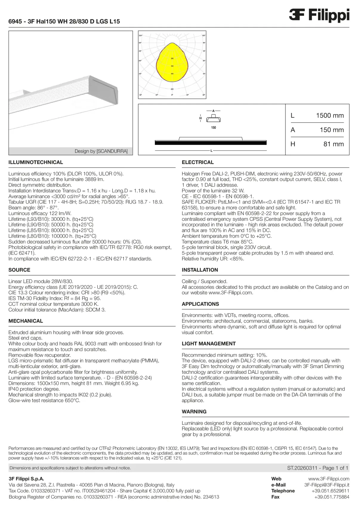 6945 - 3F Hal150 WH 28-830 D LGS L15 - Datasheet - en
