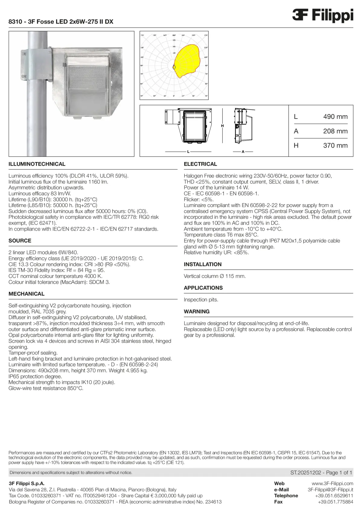 8310 - 3F Fosse LED 2x6W-275 II DX - Datasheet - en