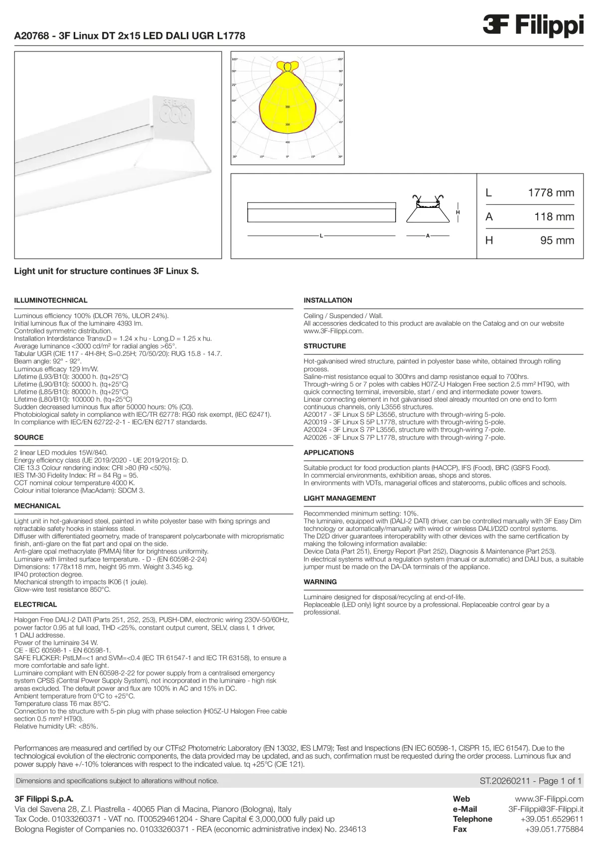 A20768 - 3F Linux DT 2x15 LED DALI UGR L1778 - Datasheet - en