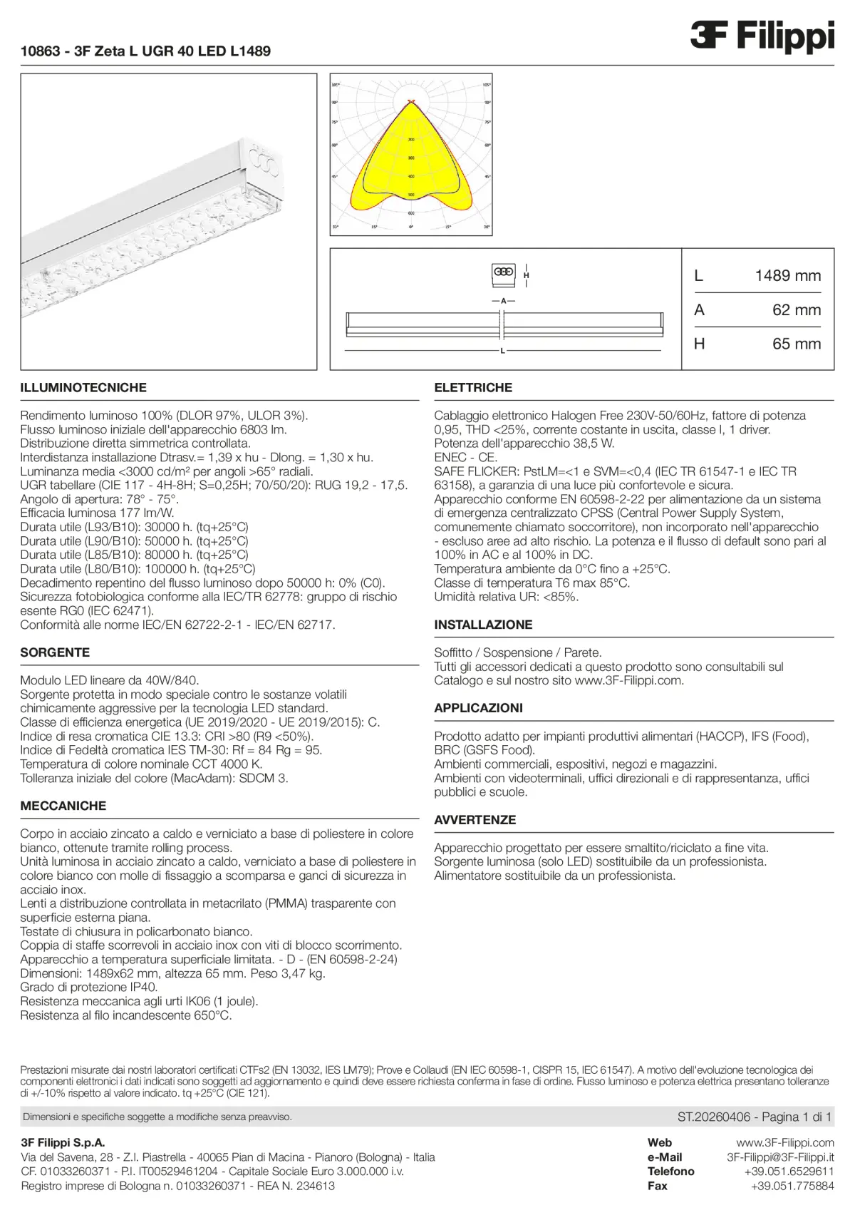 10863 - 3F Zeta L UGR 40 LED L1489 - Datasheet - it