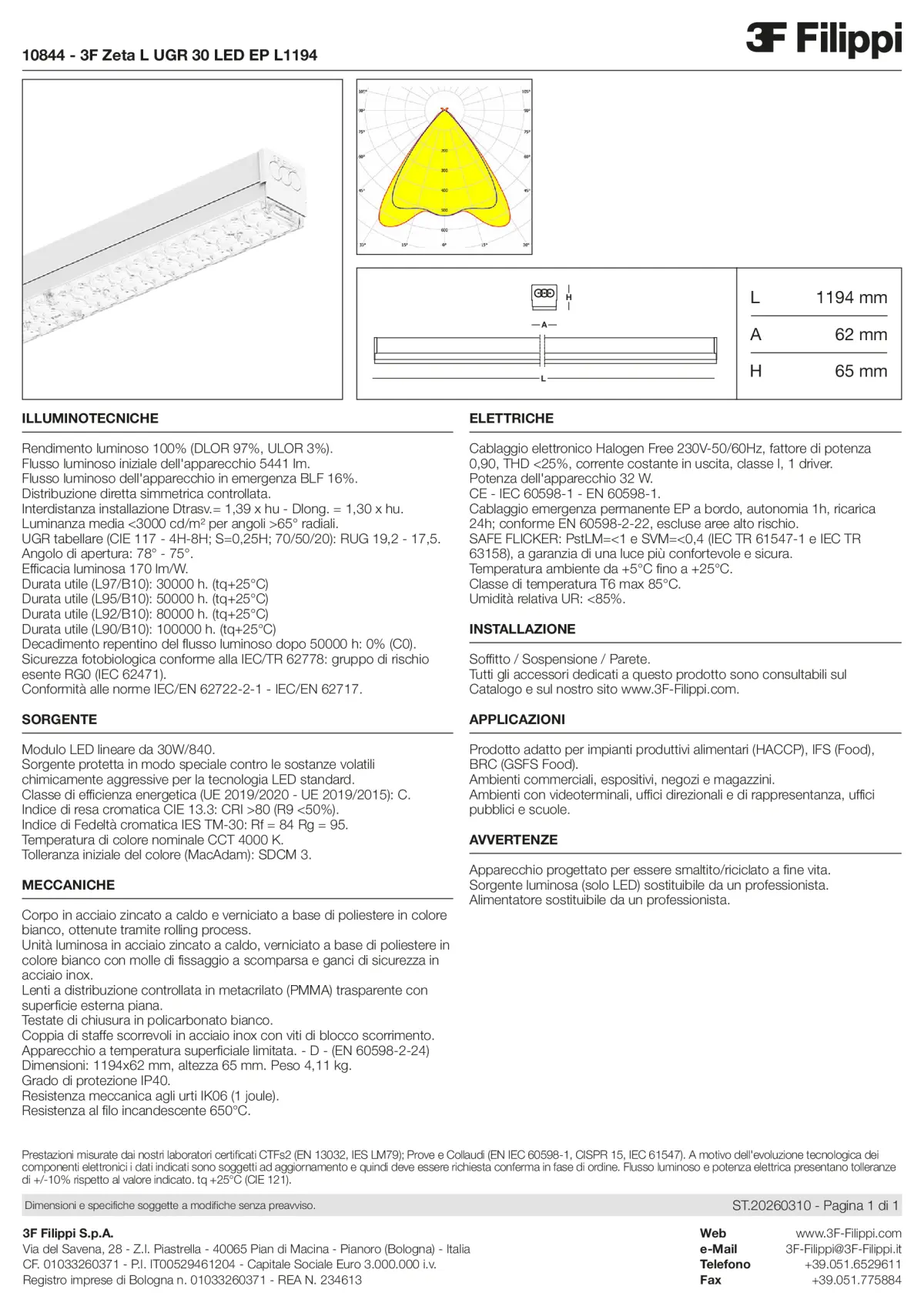10844 - 3F Zeta L UGR 30 LED EP L1194 - Datasheet - it