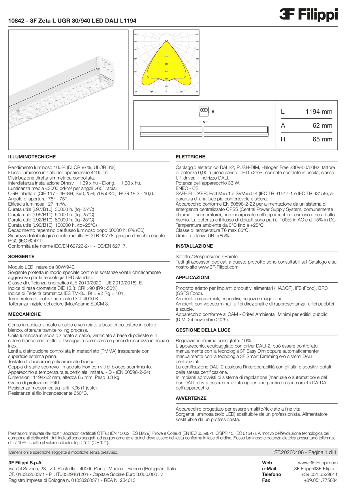 10842 - 3F Zeta L UGR 30-940 LED DALI L1194 - Datasheet - it