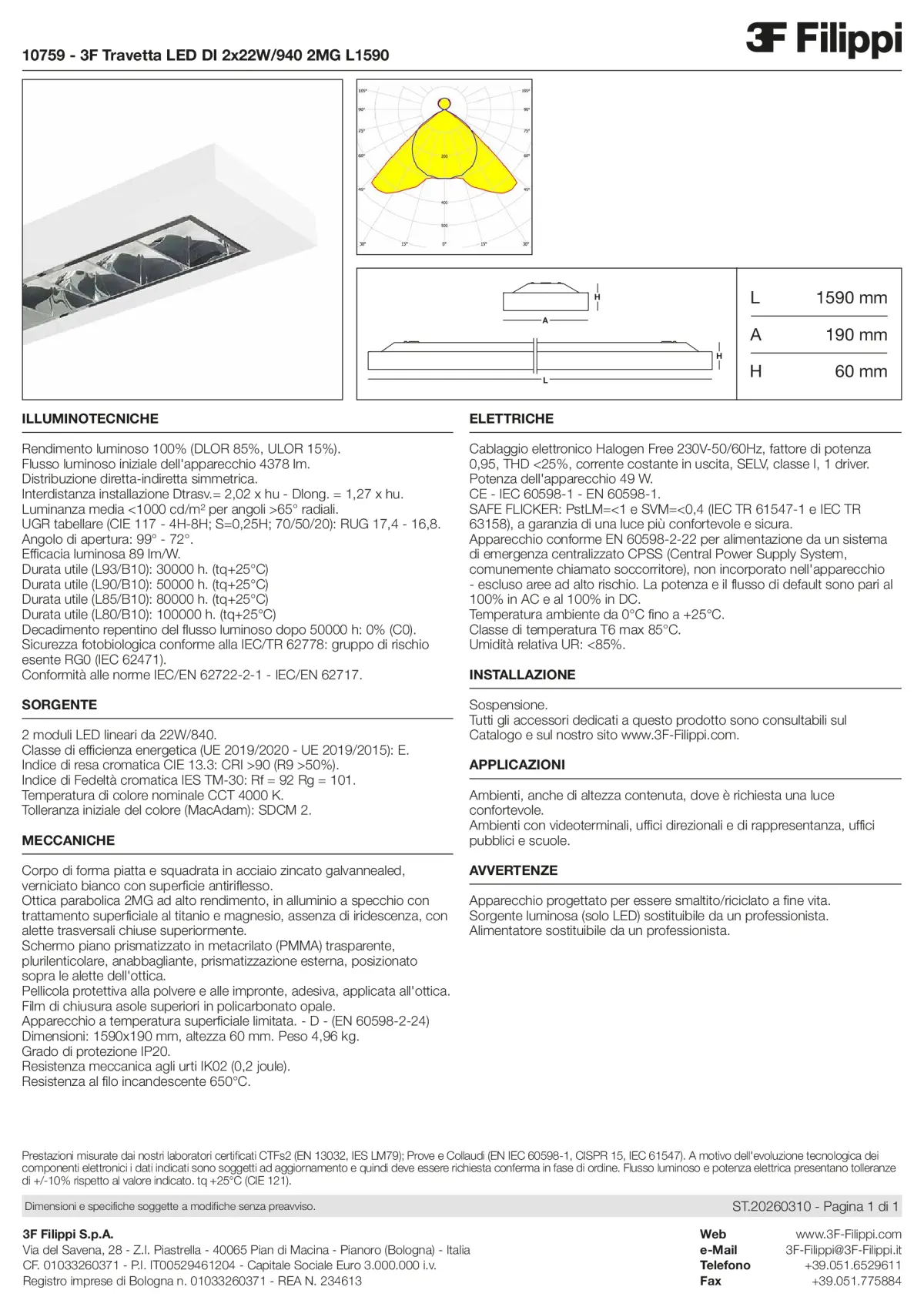 10759 - 3F Travetta LED DI 2x22W-940 2MG L1590 - Datasheet - it