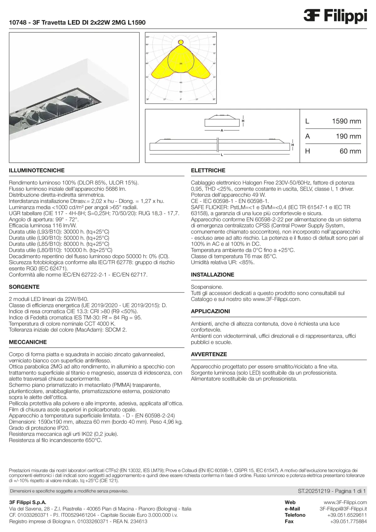 10748 - 3F Travetta LED DI 2x22W 2MG L1590 - Datasheet - it