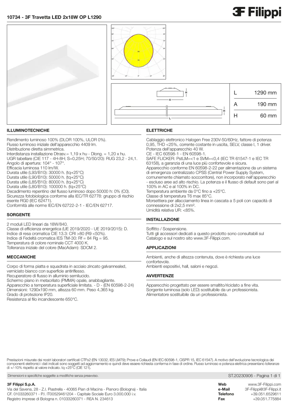 10734 - 3F Travetta LED 2x18W OP L1290 - Datasheet - it