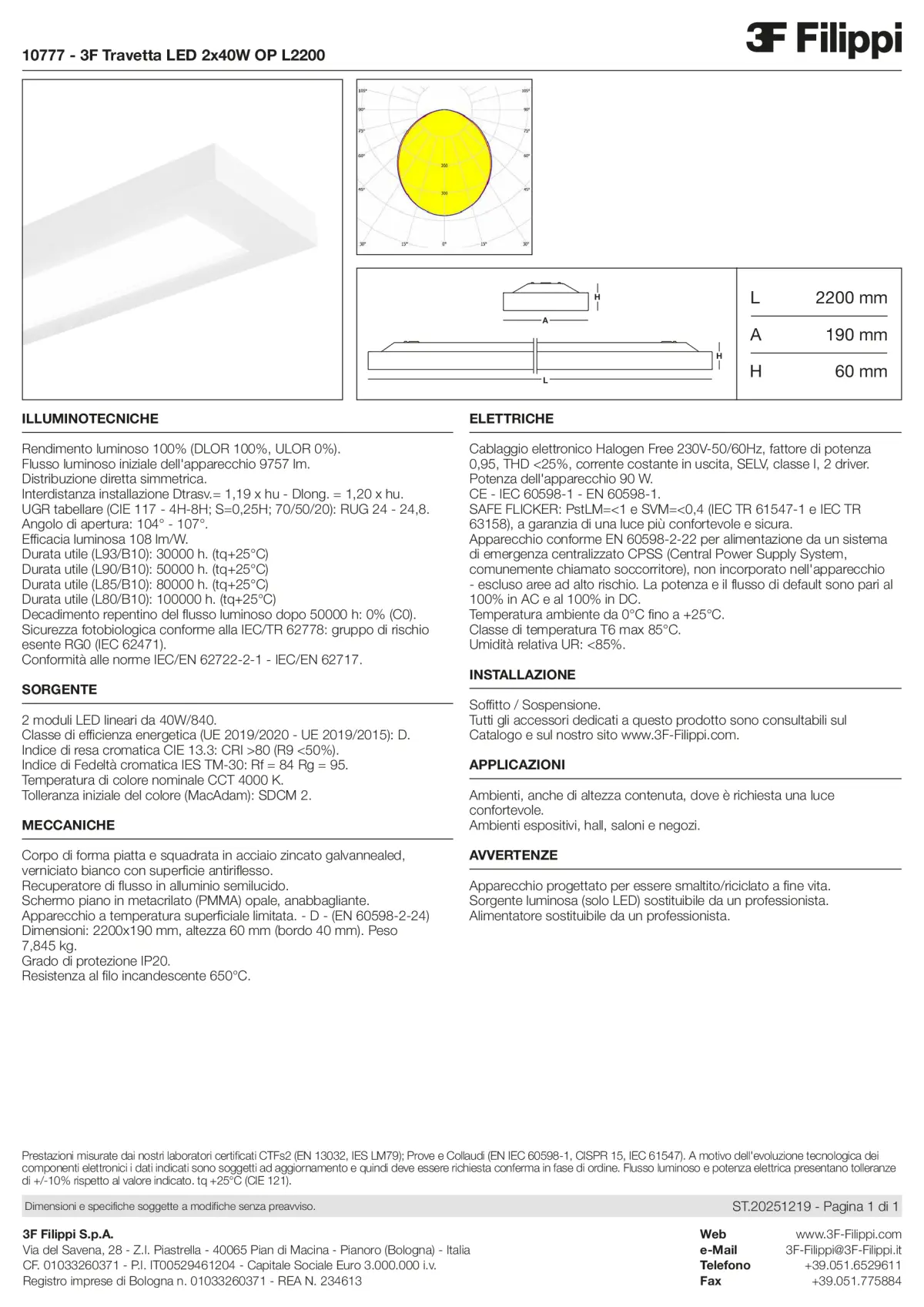 10777 - 3F Travetta LED 2x40W OP L2200 - Datasheet - it