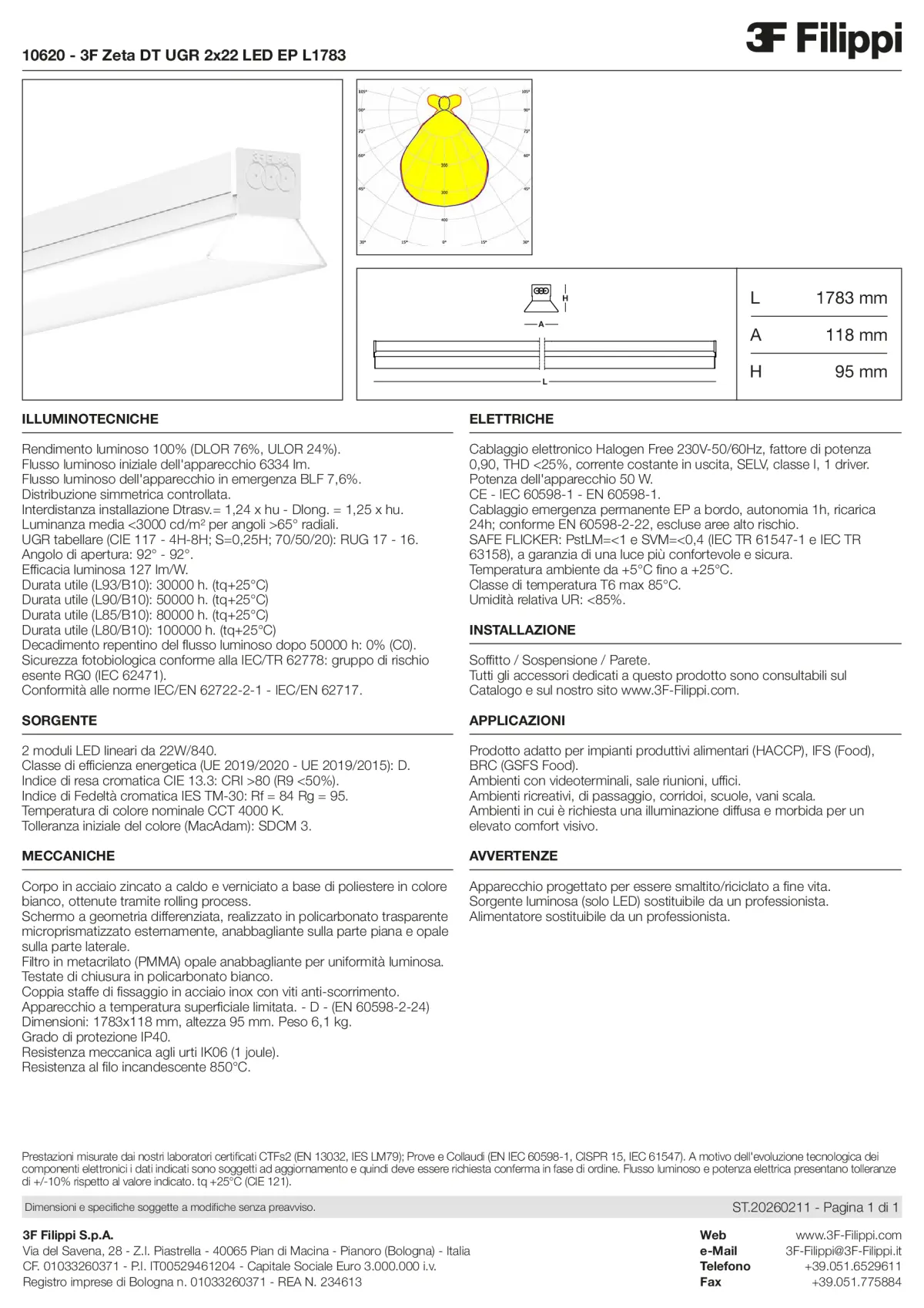 10620 - 3F Zeta DT UGR 2x22 LED EP L1783 - Datasheet - it