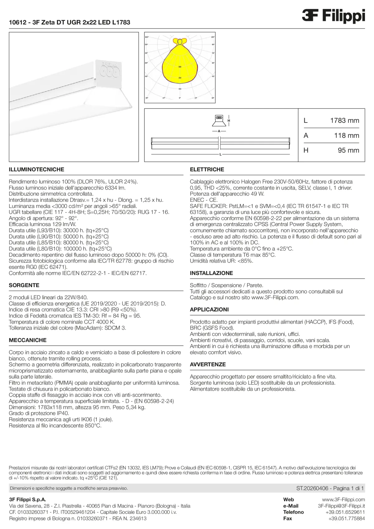 10612 - 3F Zeta DT UGR 2x22 LED L1783 - Datasheet - it