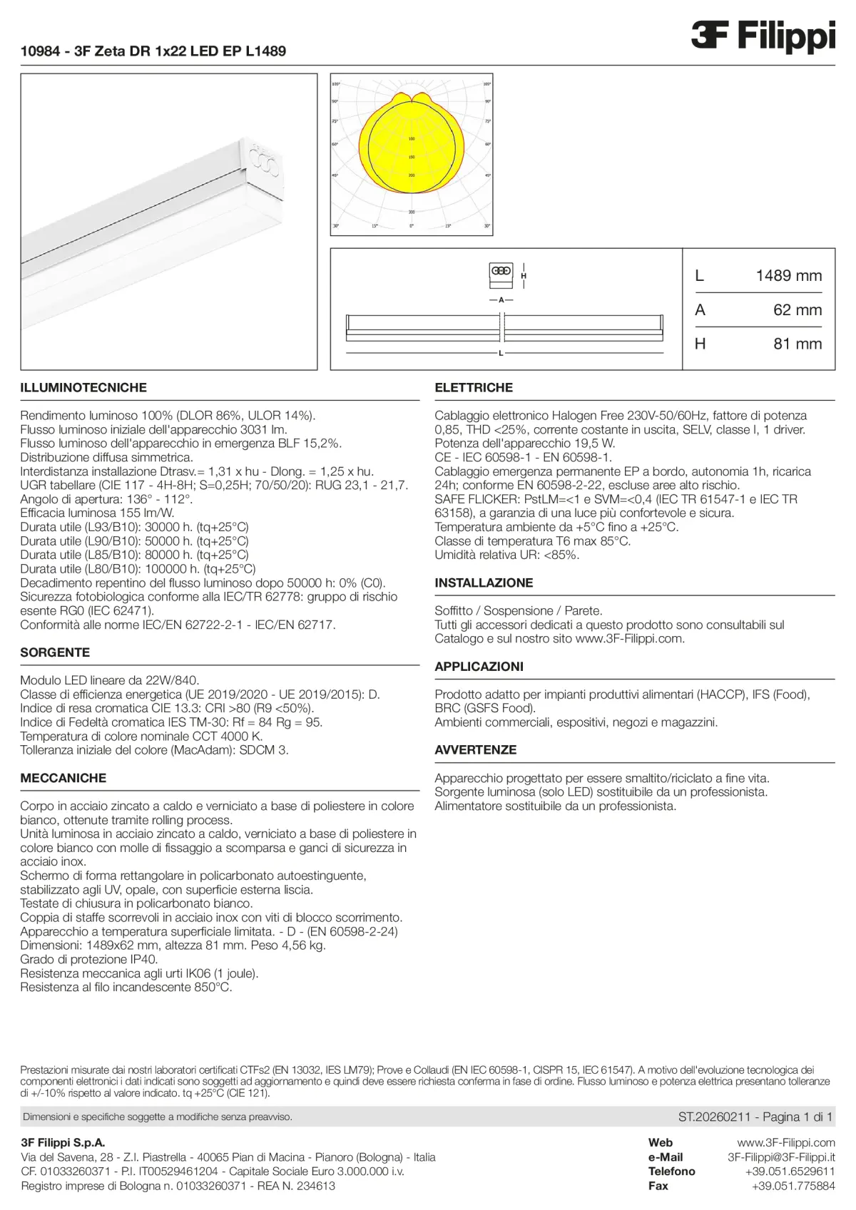 10984 - 3F Zeta DR 1x22 LED EP L1489 - Datasheet - it