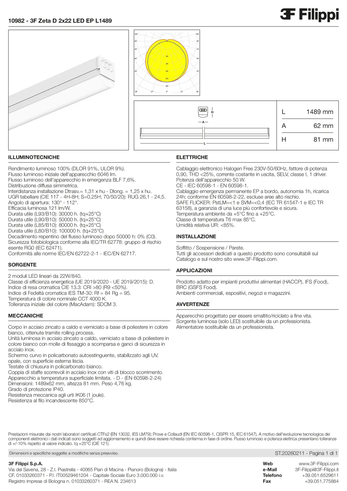 10982 - 3F Zeta D 2x22 LED EP L1489 - Datasheet - it