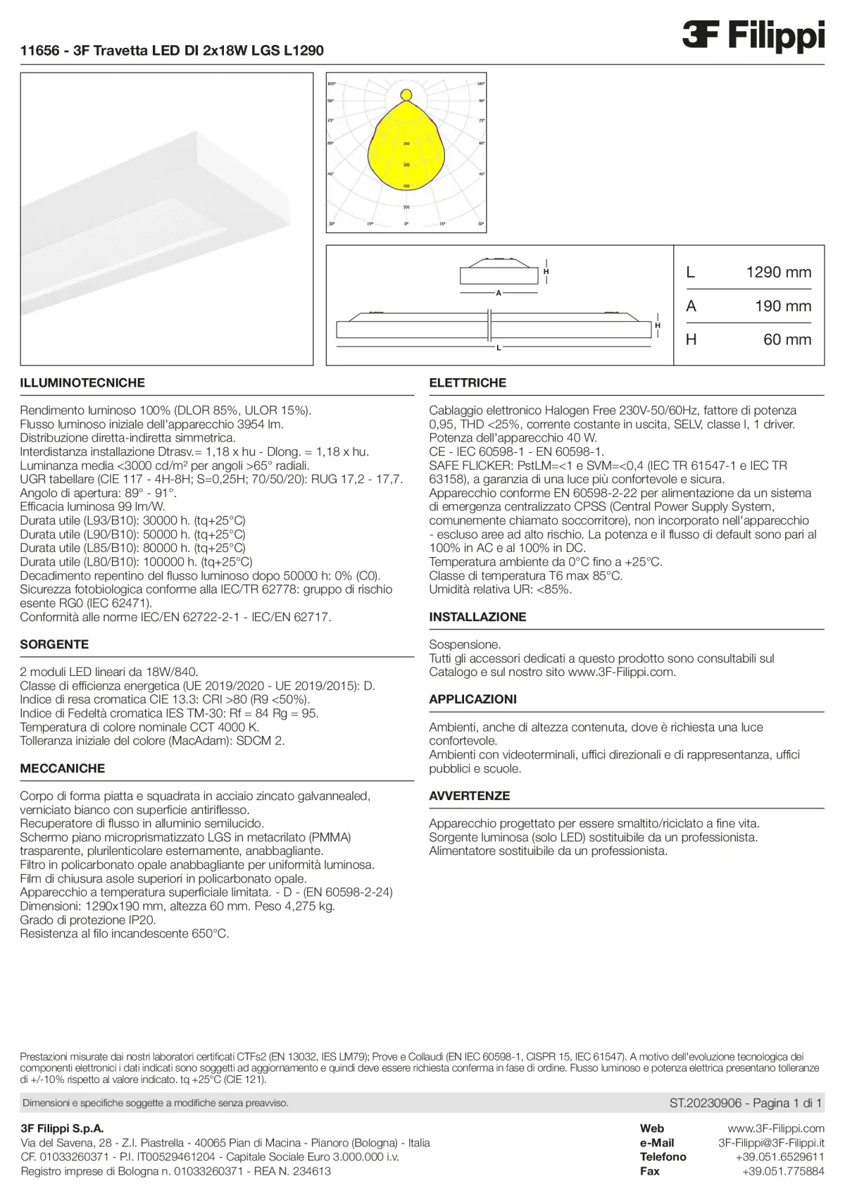 11656 - 3F Travetta LED DI 2x18W LGS L1290 - Datasheet - it