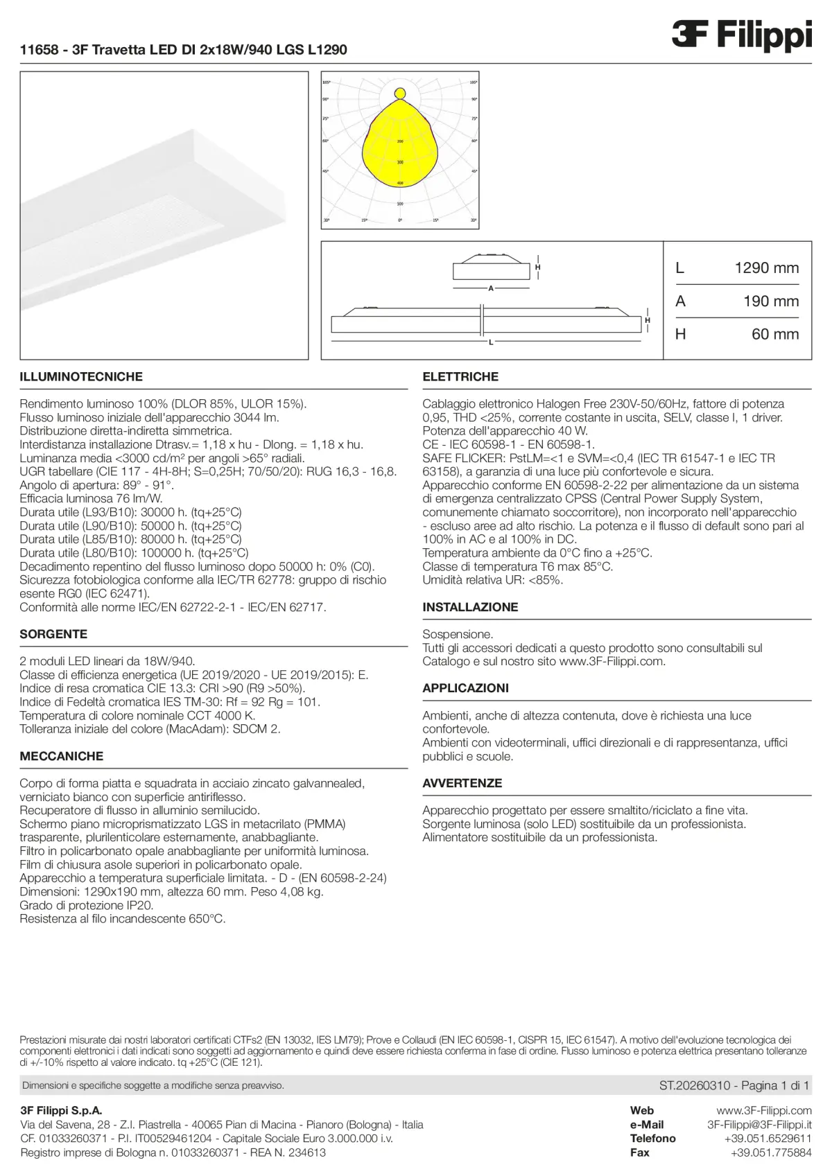 11658 - 3F Travetta LED DI 2x18W-940 LGS L1290 - Datasheet - it