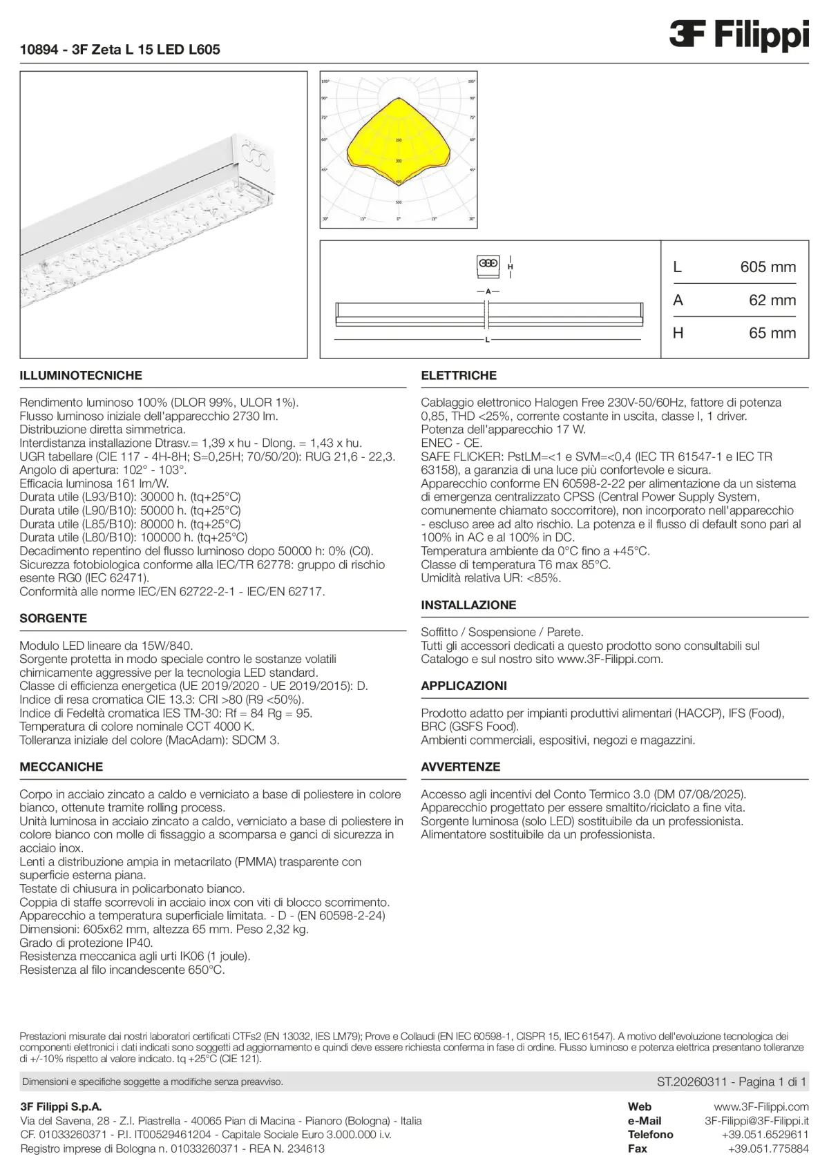 10894 - 3F Zeta L 15 LED L605 - Datasheet - it
