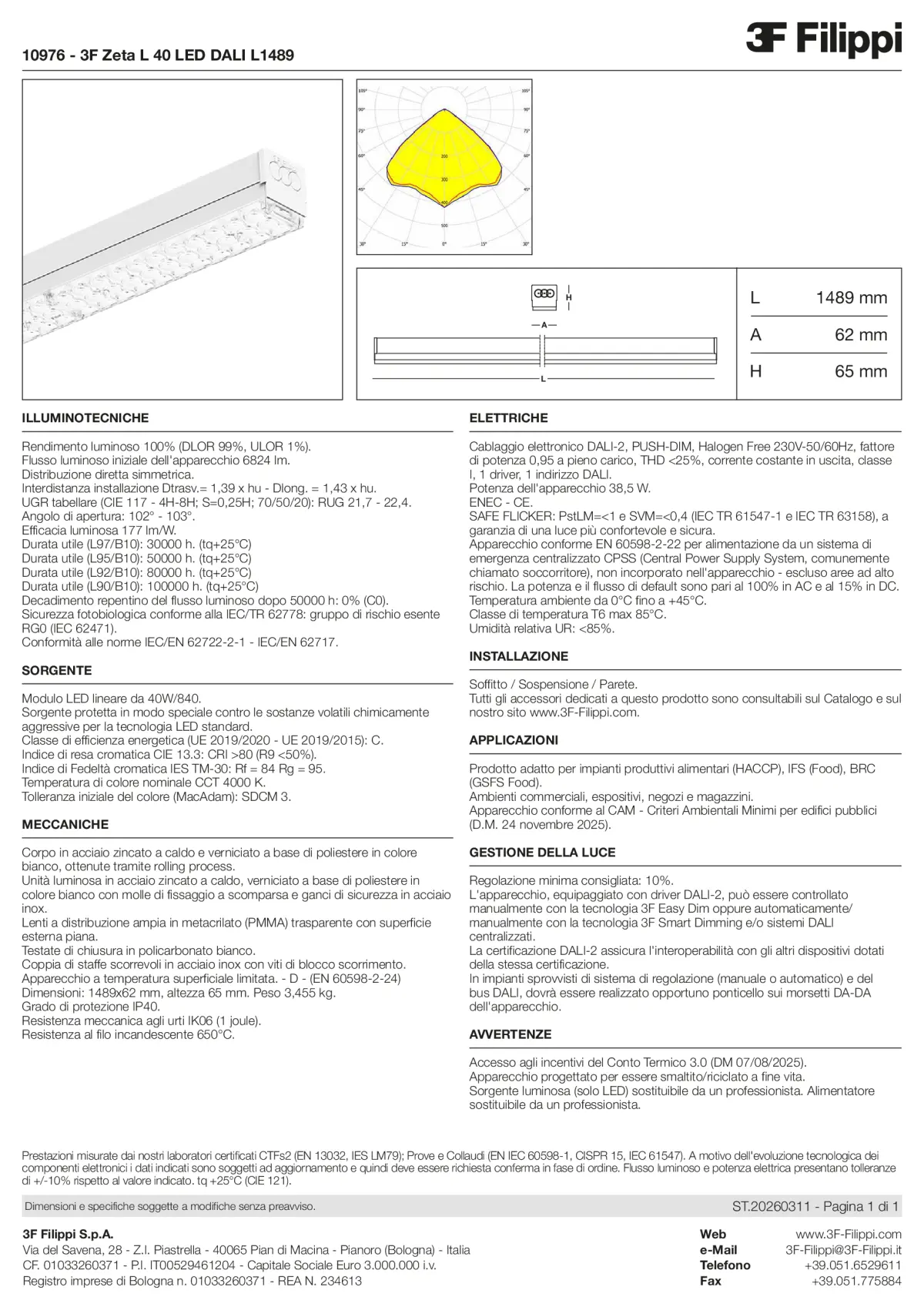 10976 - 3F Zeta L 40 LED DALI L1489 - Datasheet - it