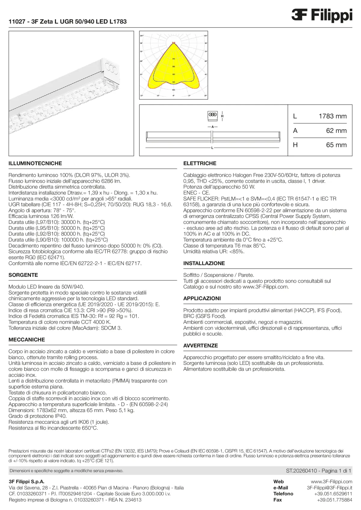11027 - 3F Zeta L UGR 50-940 LED L1783 - Datasheet - it