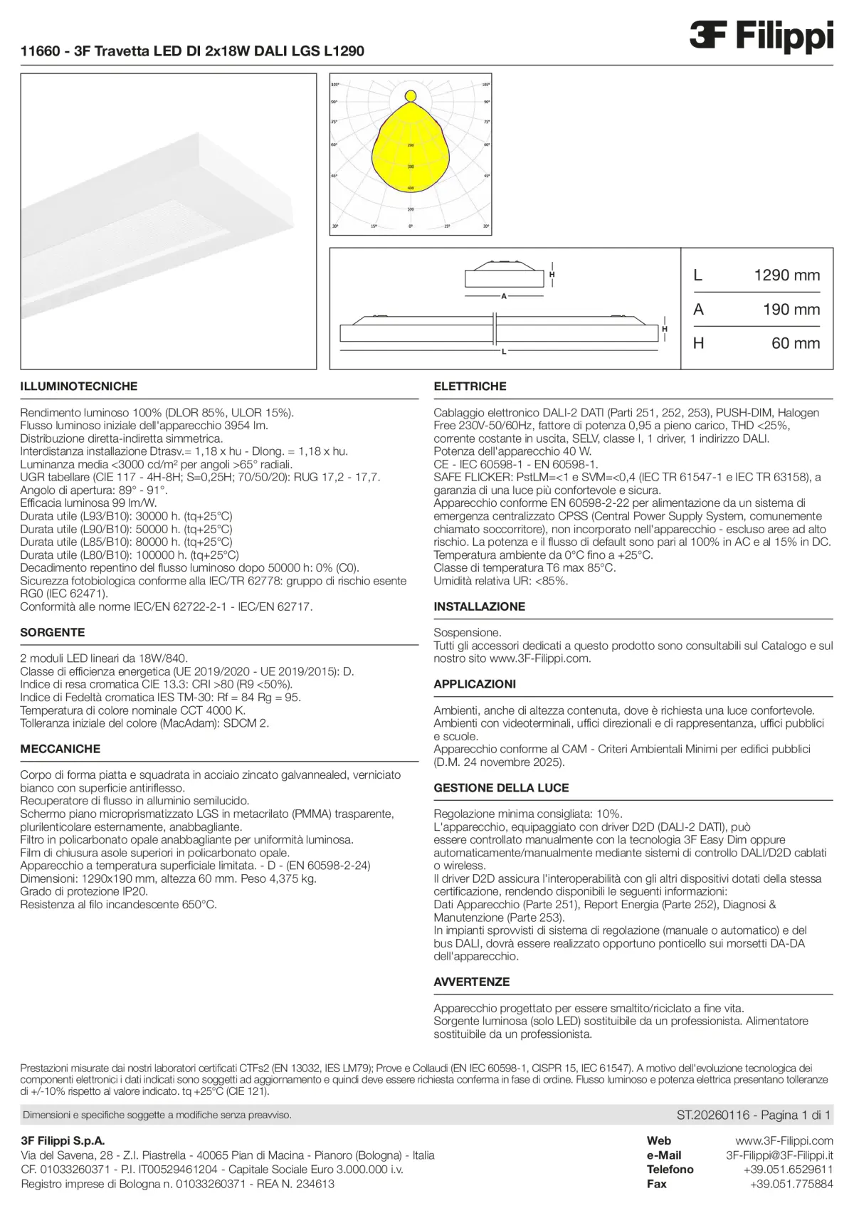 11660 - 3F Travetta LED DI 2x18W DALI LGS L1290 - Datasheet - it
