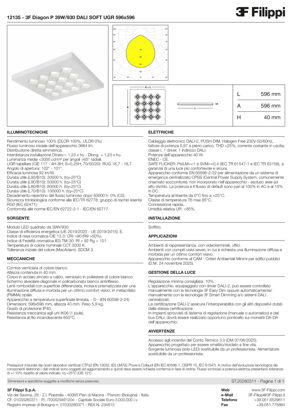 12135 - 3F Diagon P 39W-930 DALI SOFT UGR 596x596 - Datasheet - it