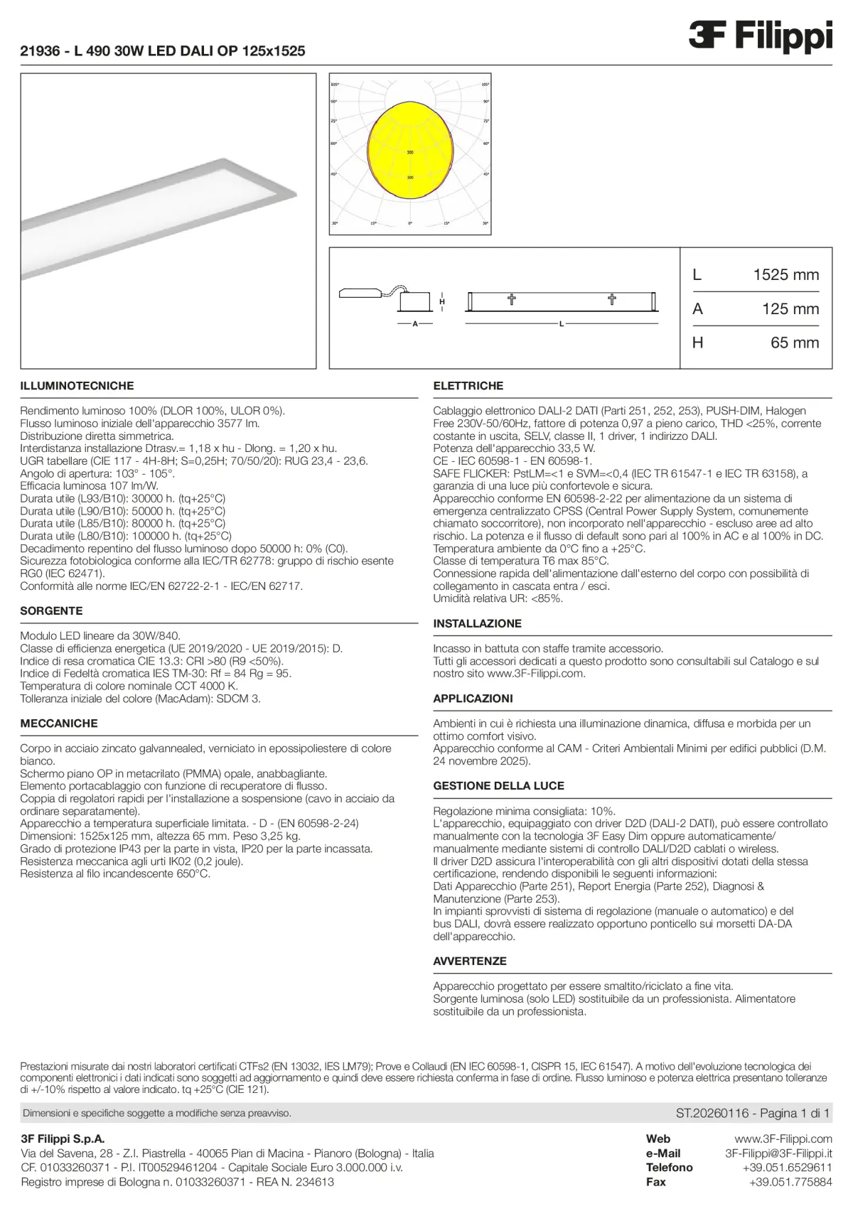 21936 - L 490 30W LED DALI OP 125x1525 - Datasheet - it