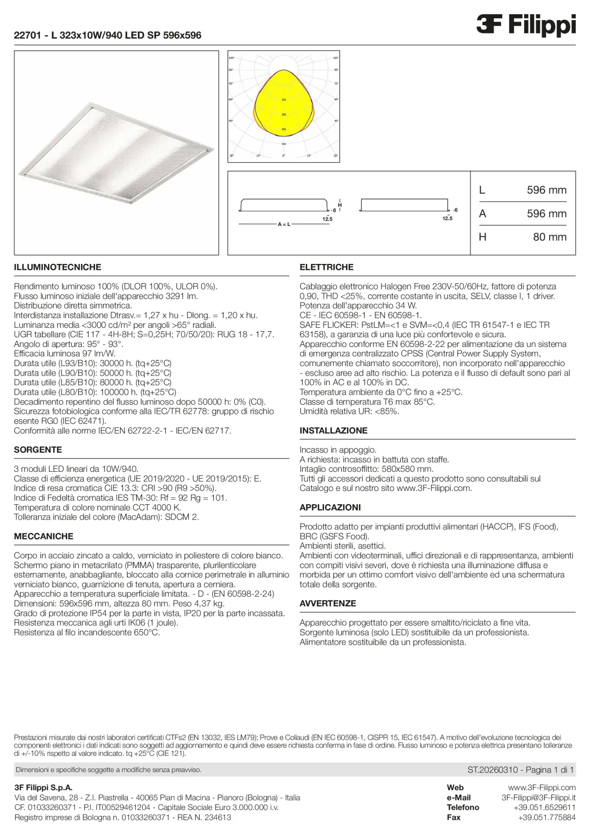 22701 - L 323x10W-940 LED SP 596x596 - Datasheet - it