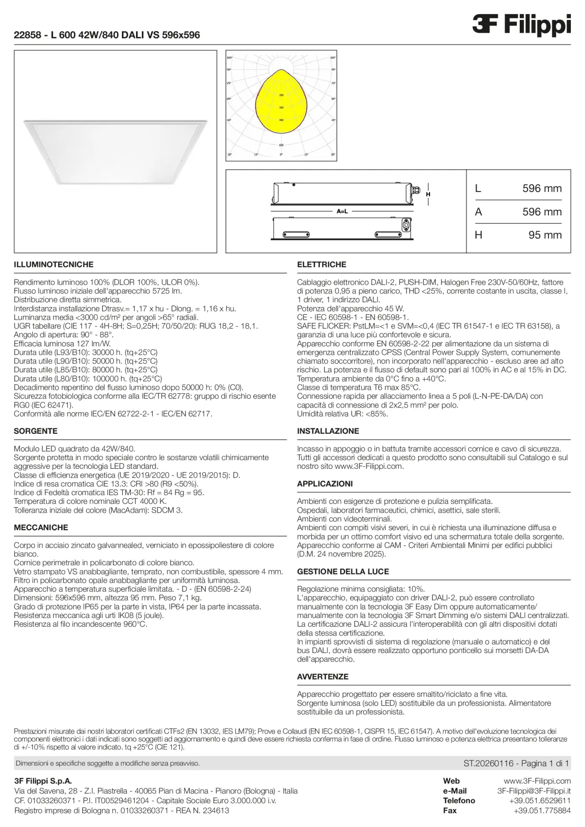 22858 - L 600 42W-840 DALI VS 596x596 - Datasheet - it