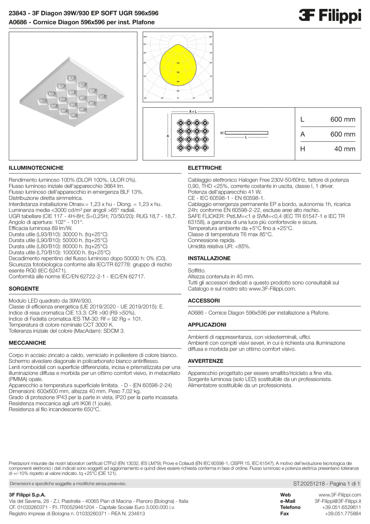 23843+A0686 - 3F Diagon 39W-930 EP SOFT UGR 596x596 + Corn.plaf. - Datasheet - it