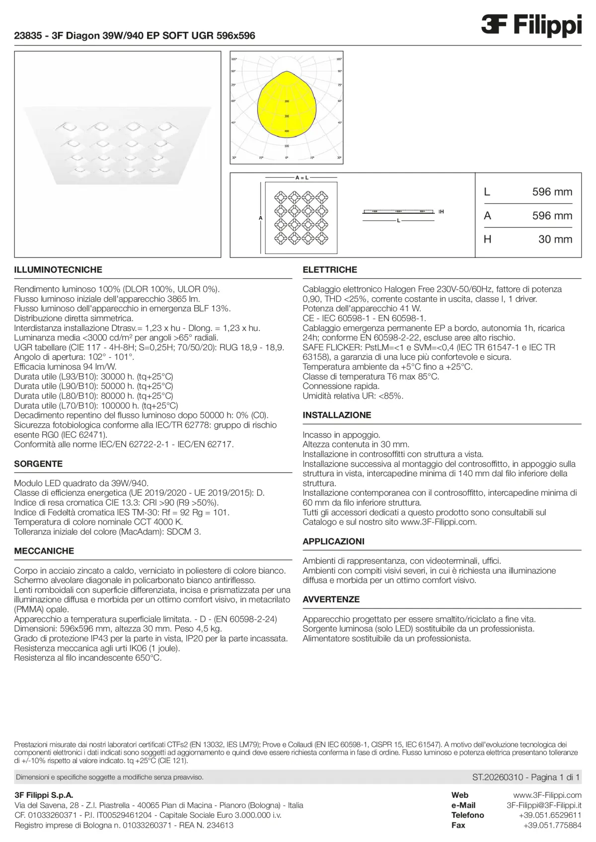 23835 - 3F Diagon 39W-940 EP SOFT UGR 596x596 - Datasheet - it
