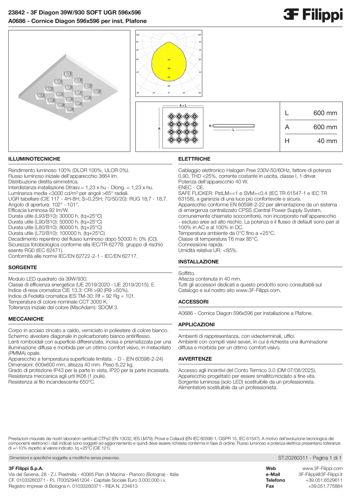 23842+A0686 - 3F Diagon 39W-930 SOFT UGR 596x596 + Corn.plaf. - Datasheet - it