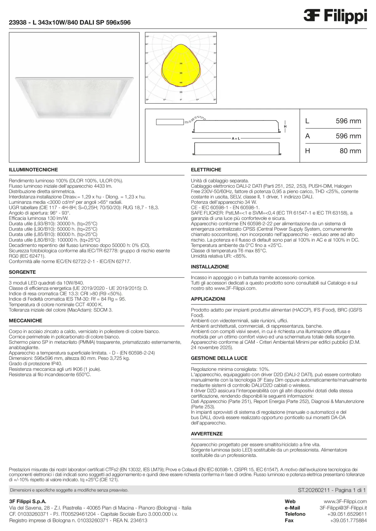 23938 - L 343x10W-840 DALI SP 596x596 - Datasheet - it