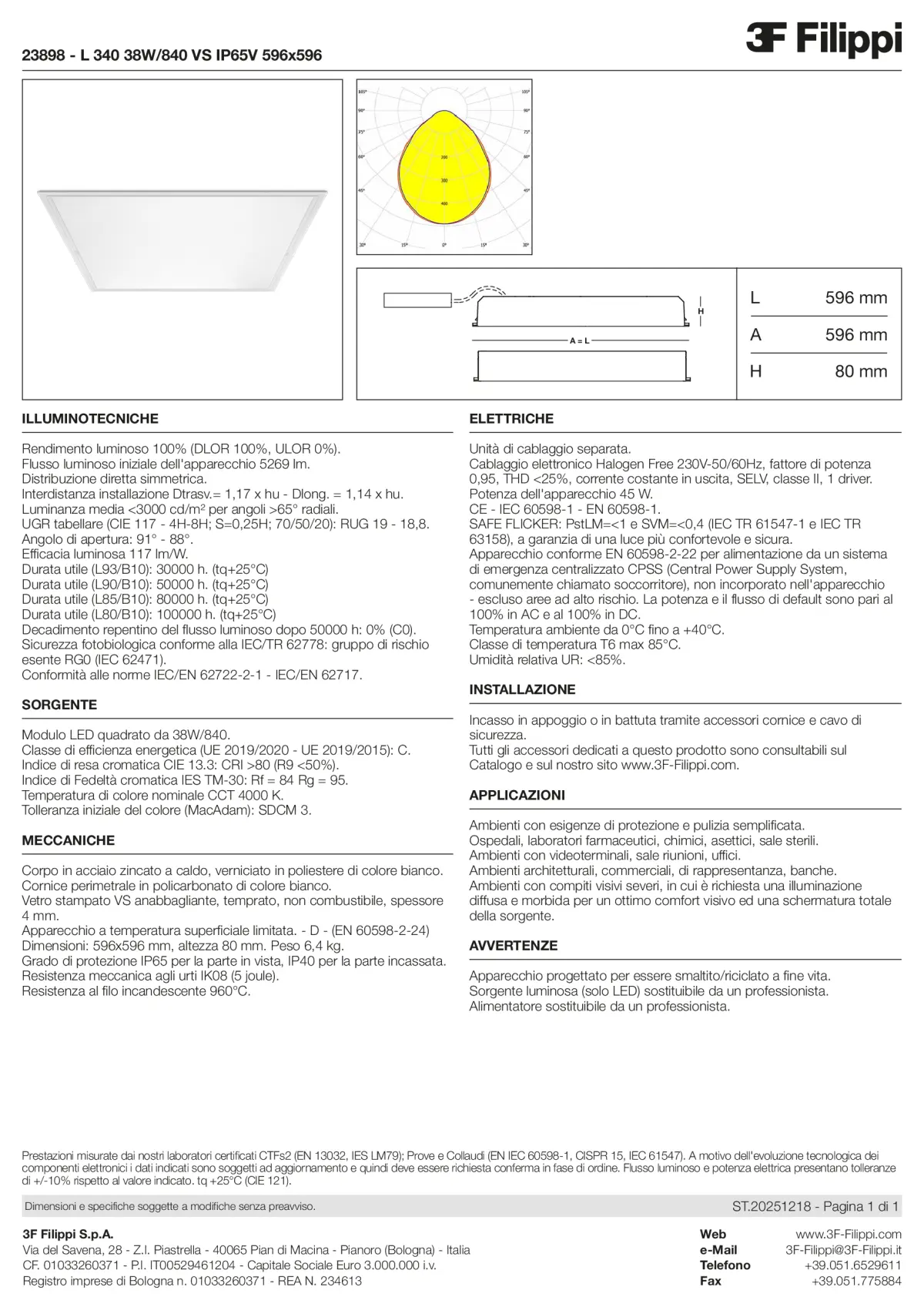 23898 - L 340 38W-840 VS IP65V 596x596 - Datasheet - it